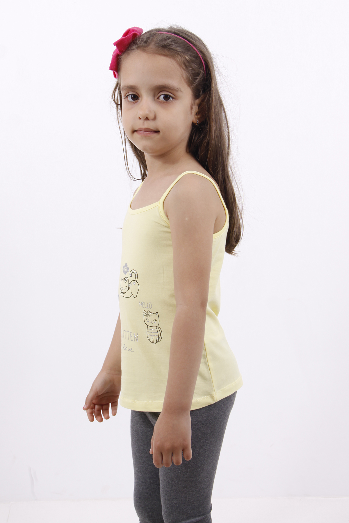 Toontoy Kız Çocuk Kedi Baskılı Atlet