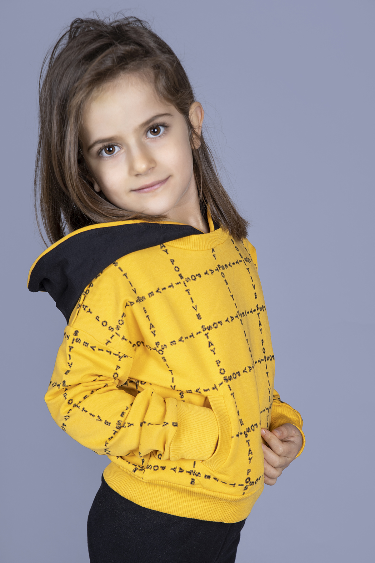 Toontoy Kız Çocuk Positive Baskılı Crop Sweatshirt