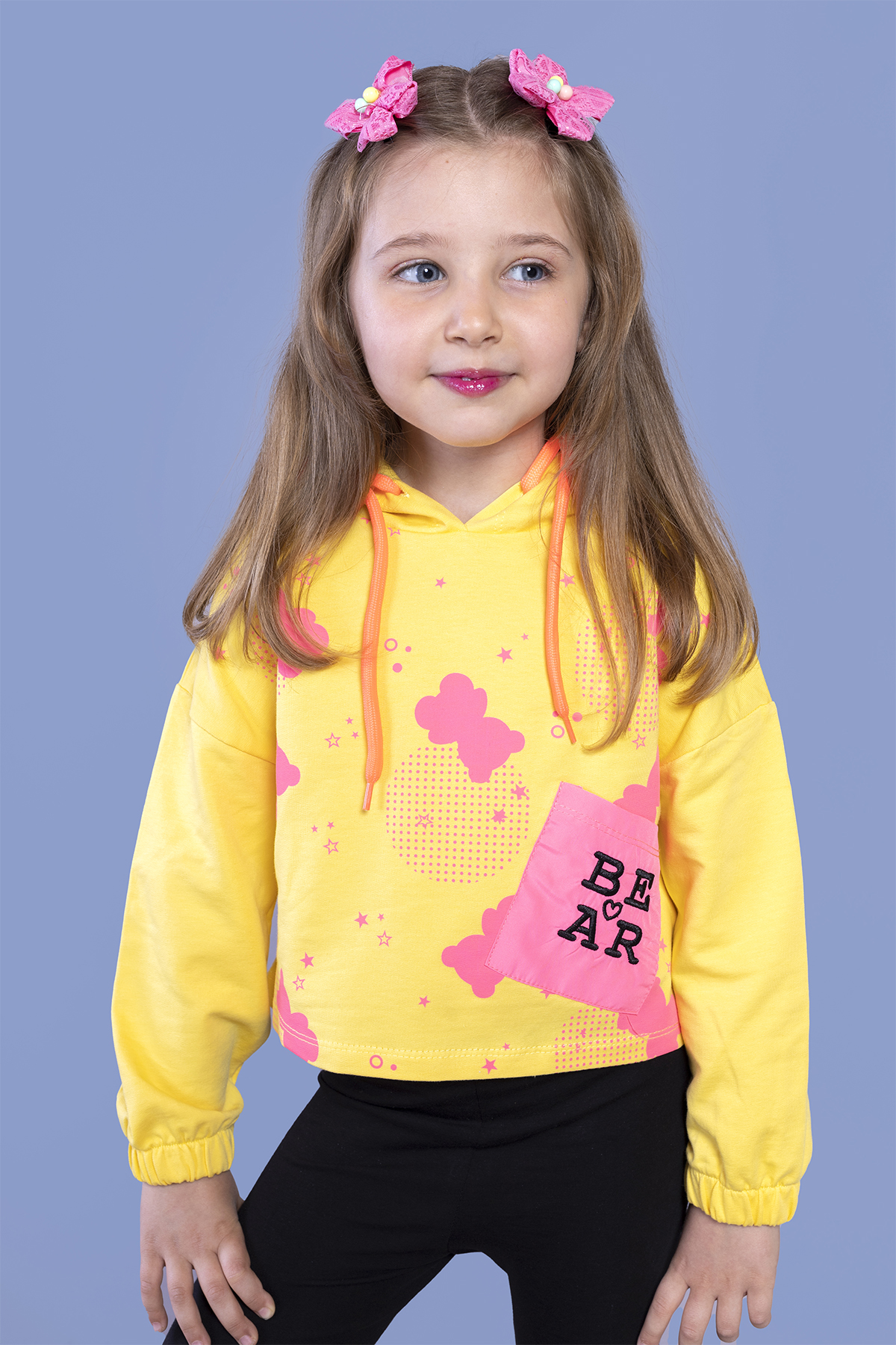 Toontoy Kız Çocuk Cep Detaylı Baskılı Sweatshirt