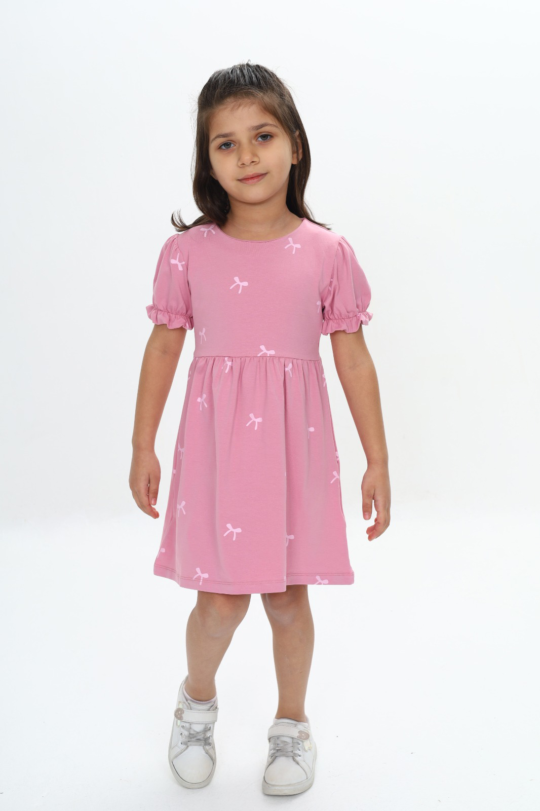 Toontoy Kız Çocuk Mini Fiyonk Baskılı Elbise