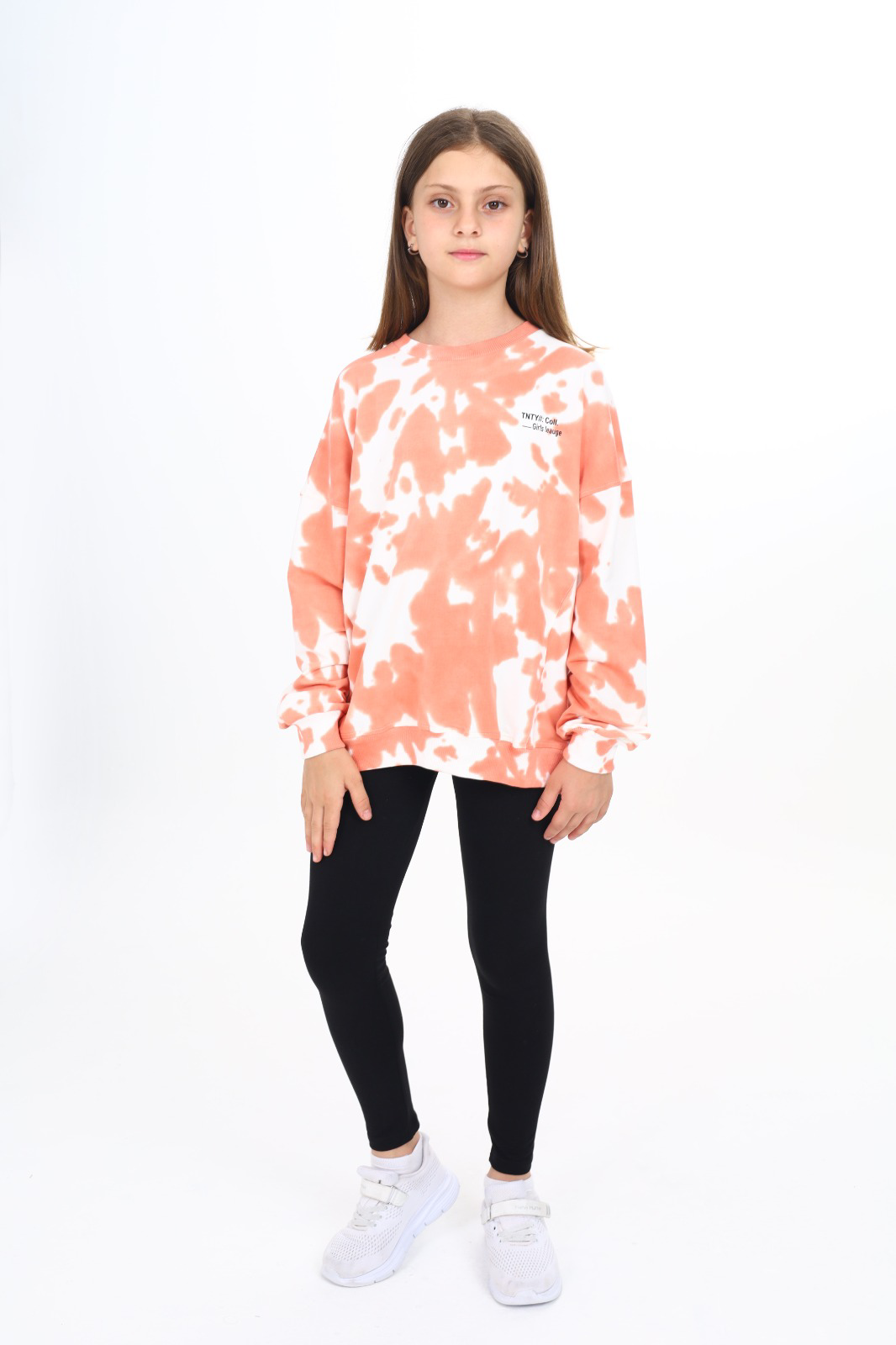 Toontoy Kız Çocuk Batik Desenli Baskılı Taytlı Takım