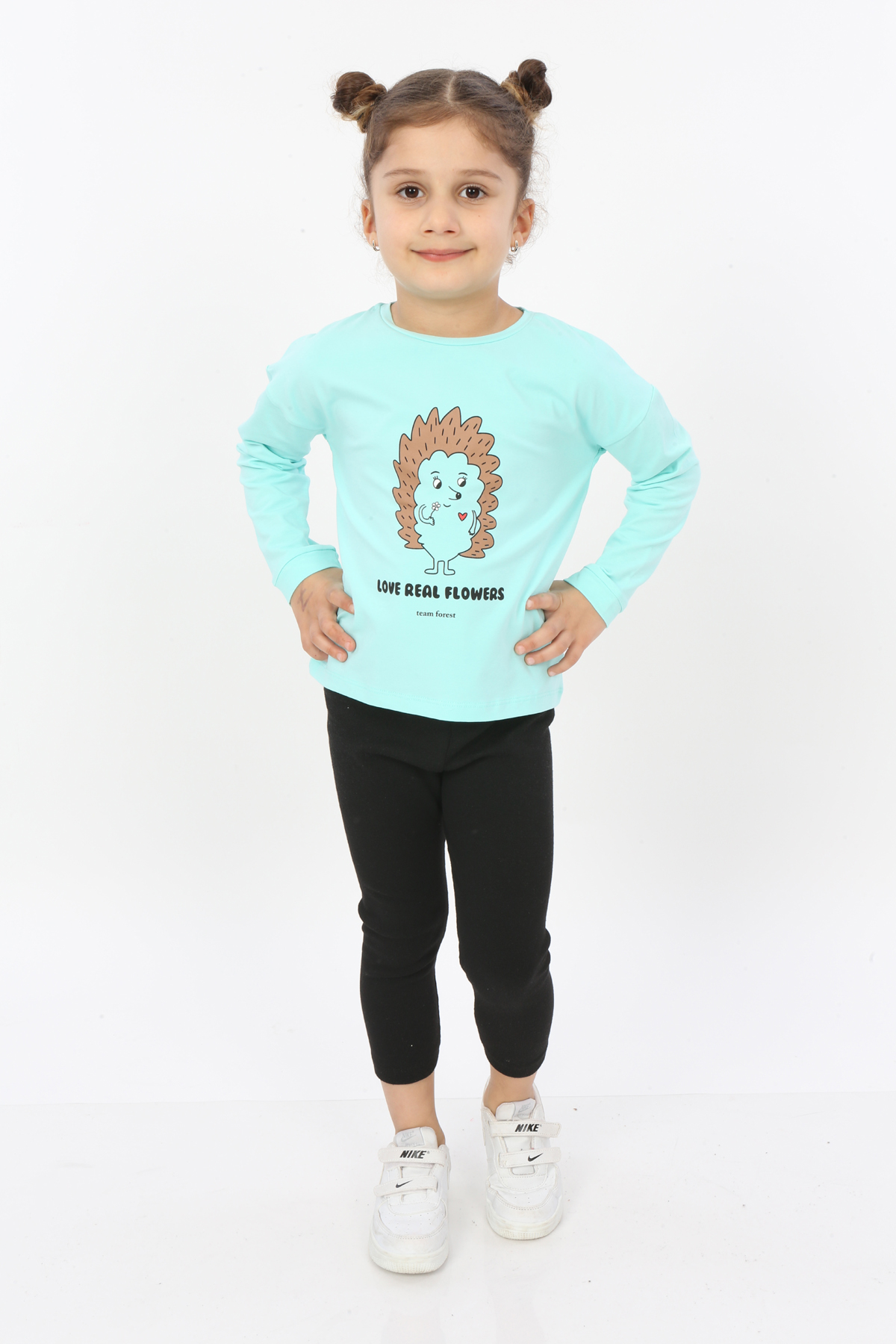 Toontoy Kız Çocuk Kirpi Baskılı Tişört