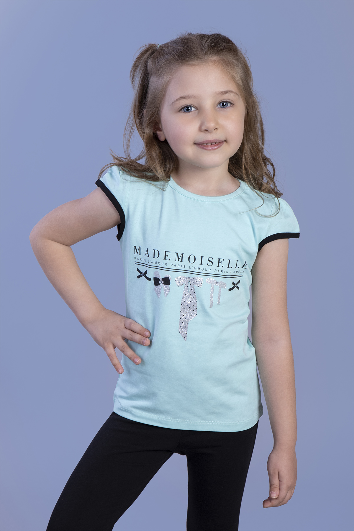Toontoy Kız Çocuk Sim Baskılı Yarım Kollu T-Shirt
