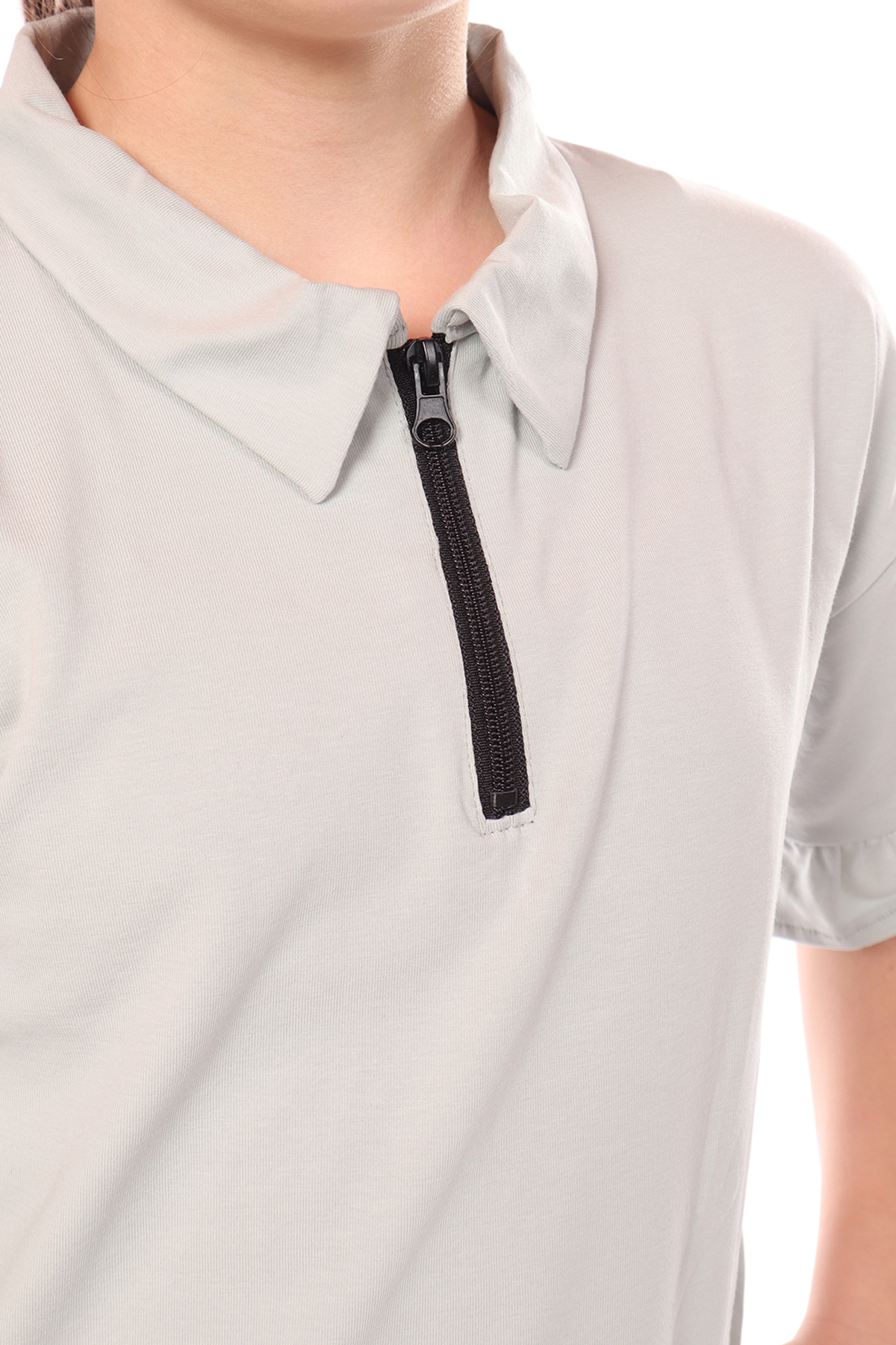 Toontoy Kız Çocuk Yakalı Fermuar Detaylı Perfect Fit Baskılı Elbi
