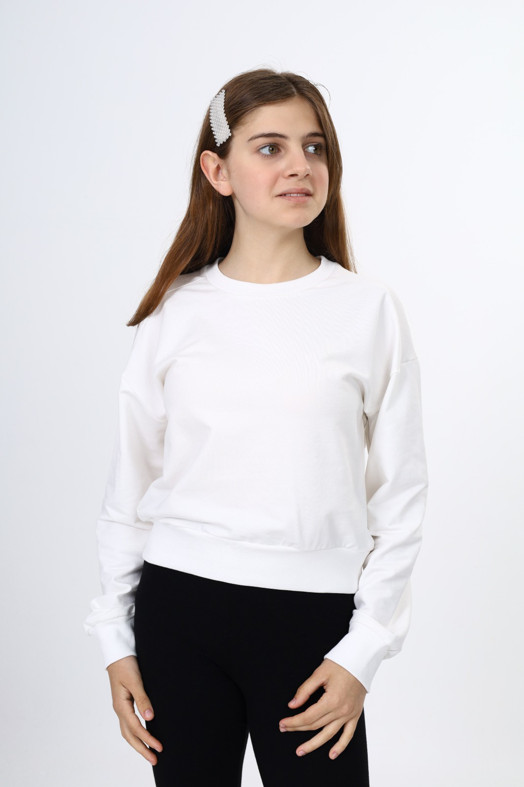 Toontoy Kız Çocuk Düşük Omuz Gazeli  Okul Sweatshirt