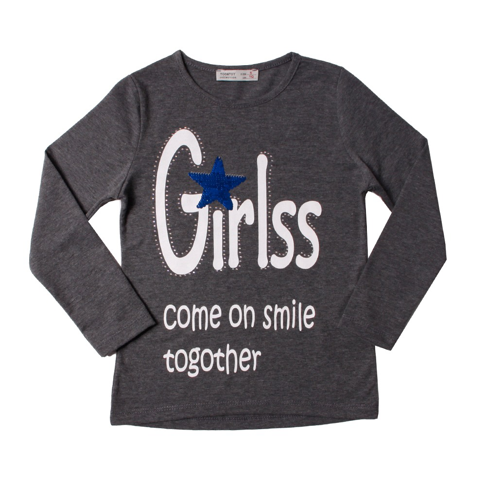 Toontoy Kız Çocuk Tişört Girls Taşlı Pullu Nakışlı