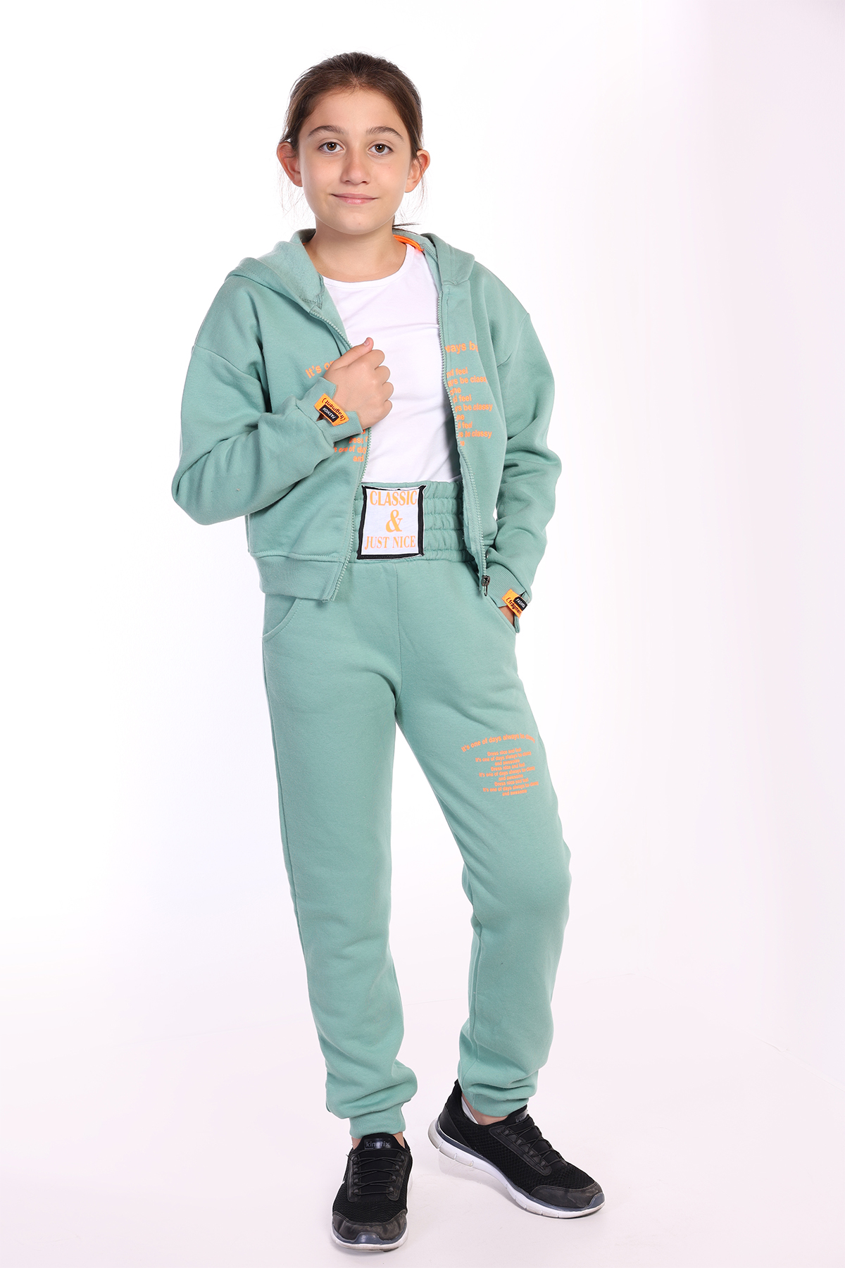 Toontoy Kız Çocuk Baskılı İçi Pamuklu Eşofman Takımı