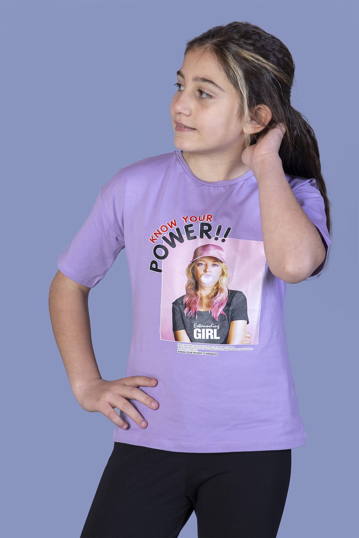 Toontoy Kız Çocuk Power Baskılı Tişört
