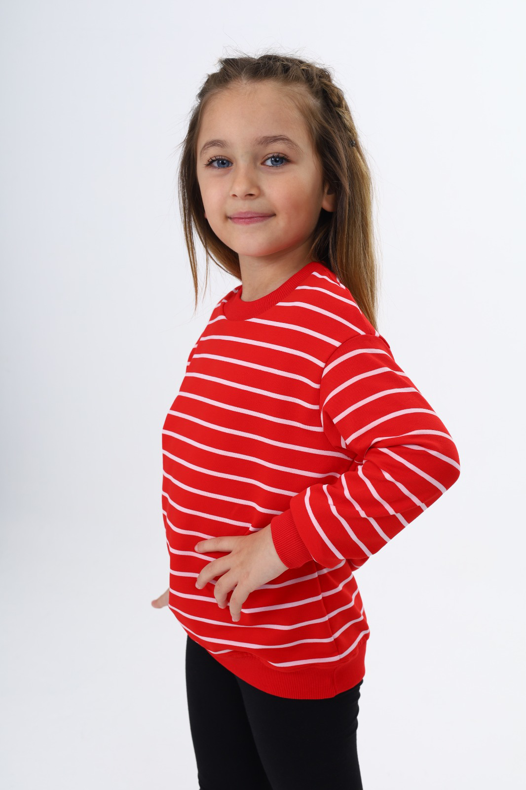 Toontoy Kız Çocuk Çizgili Sweatshirt