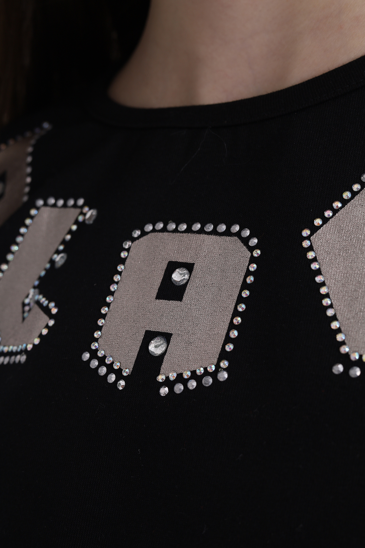 Toontoy Kız Çocuk Sweatshirt Black Varak Baskılı