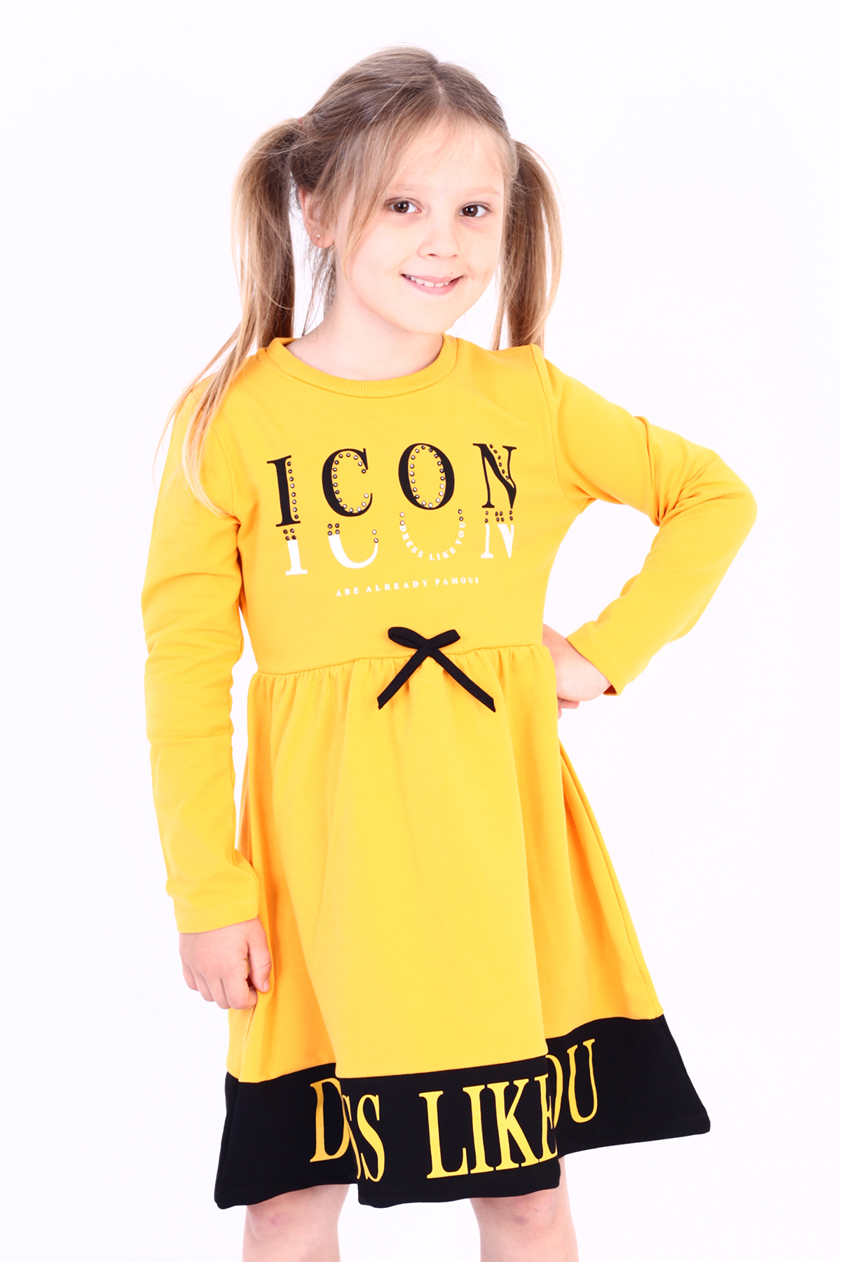 Toontoy Kız Çocuk Icon Baskılı Elbise