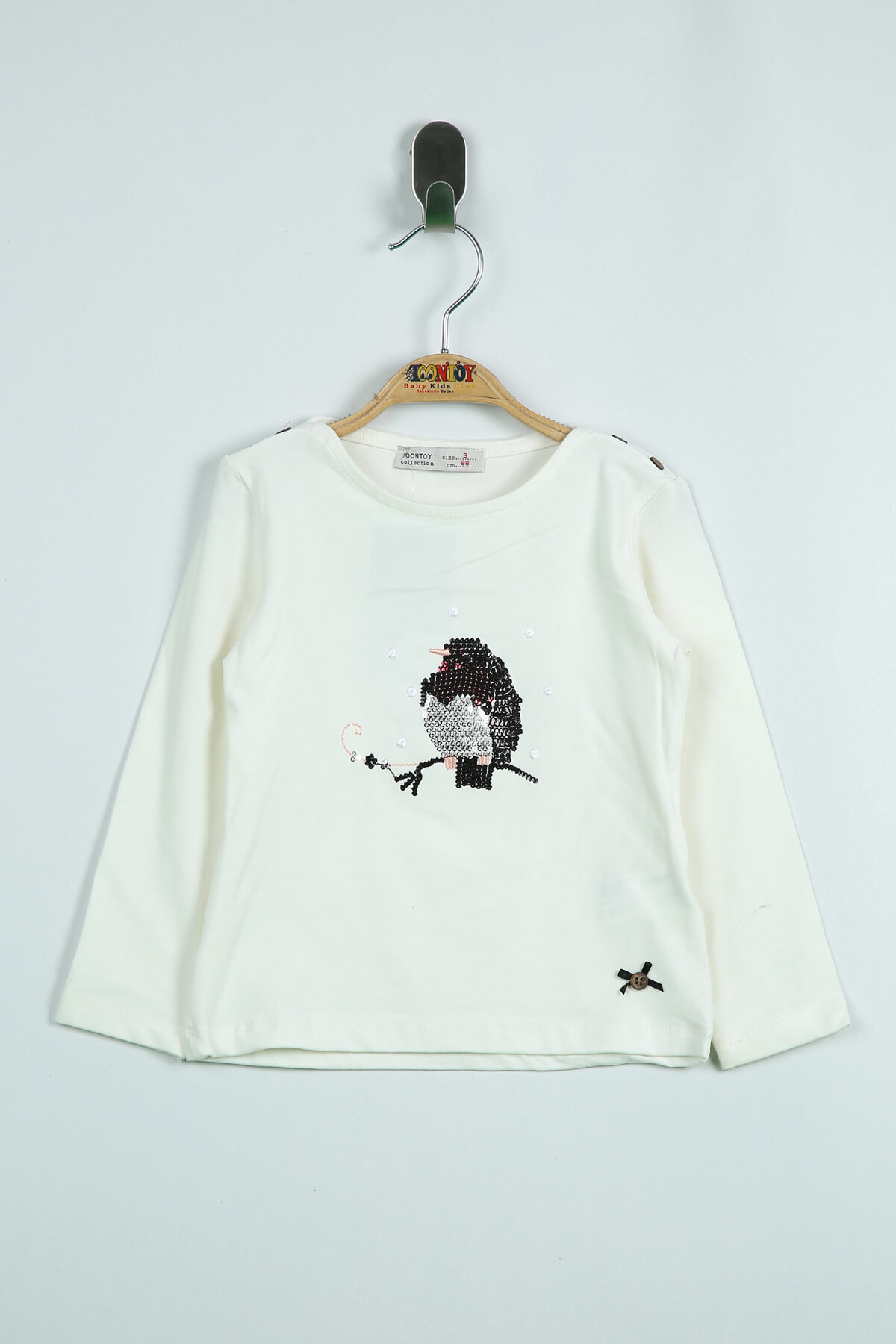 Toontoy Kız Çocuk Tişört Baykuş Nakışlı