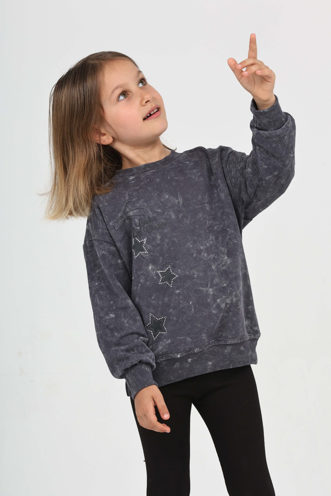 Toontoy Kız Çocuk Yıldız Baskılı Sweatshirt