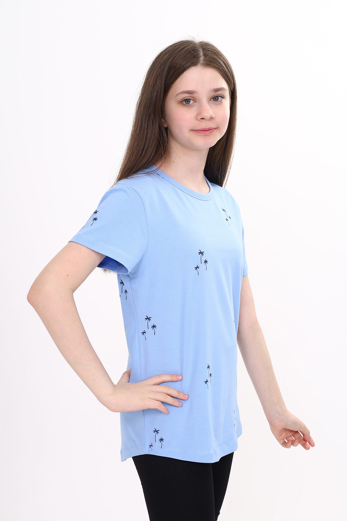Toontoy Kız Çocuk Palmiye Baskılı Tişört