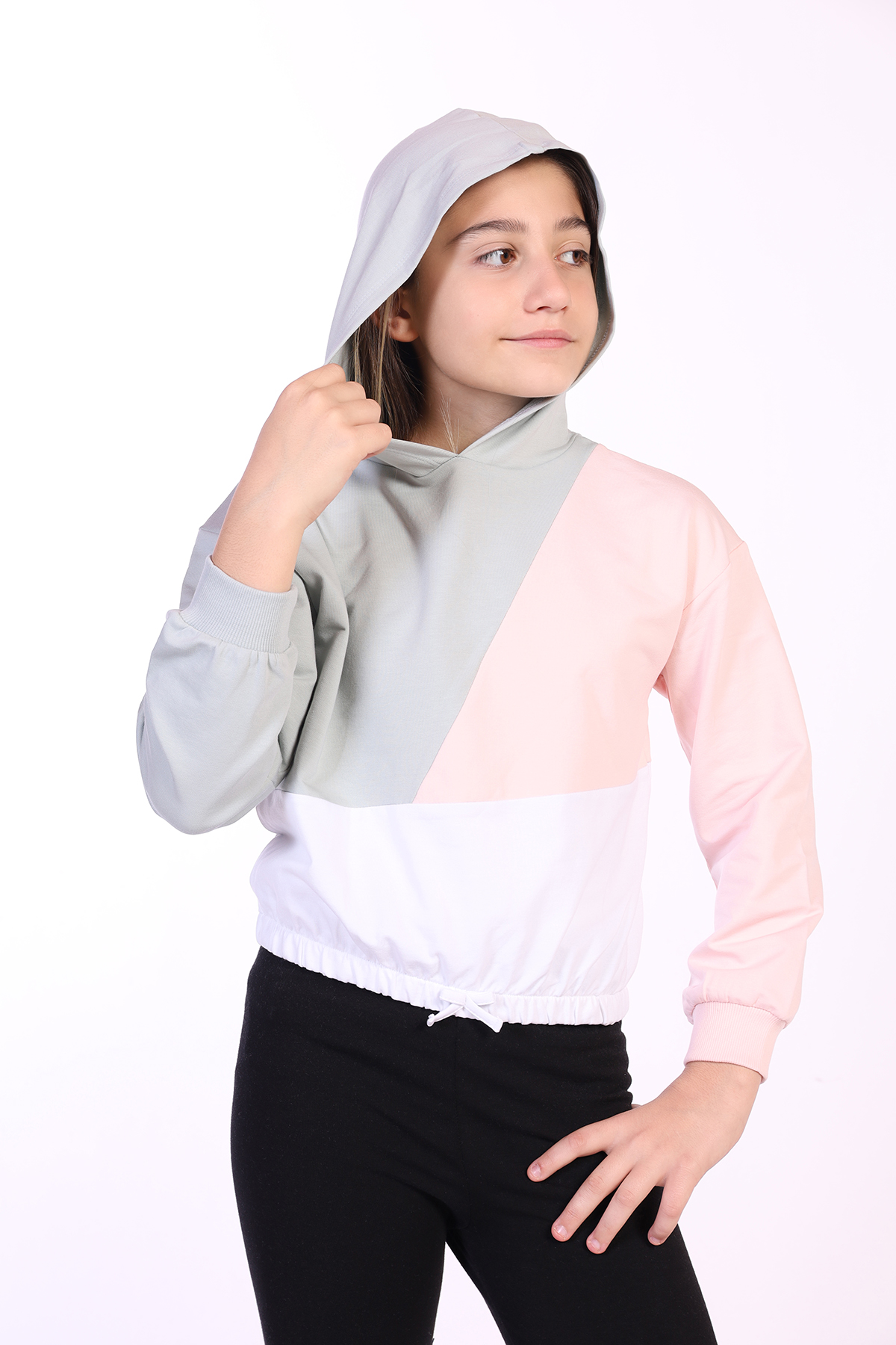 Toontoy Kız Çocuk Garnili Kapüşonlu Sweatshirt