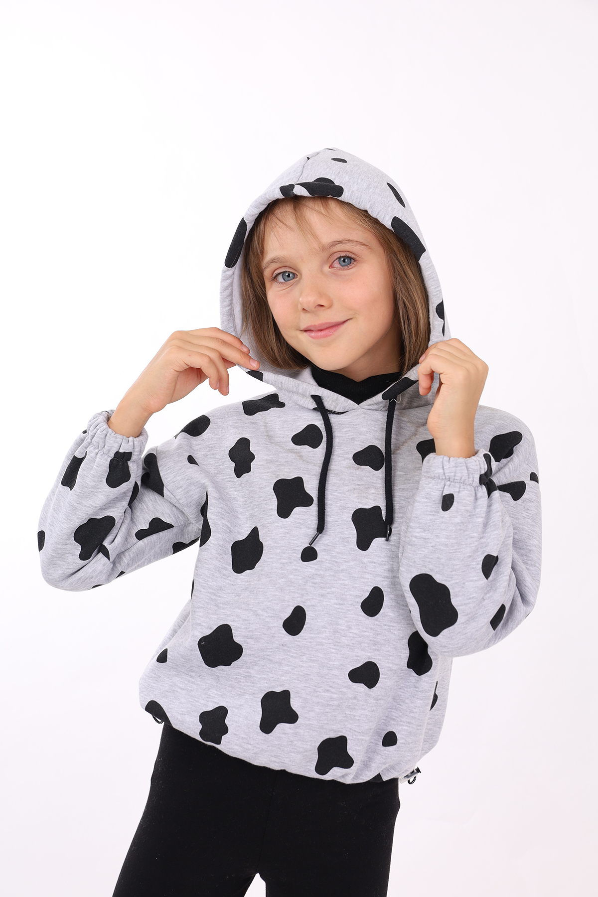 Toontoy Kız Çocuk Komple İnek Baskılı Sweatshirt