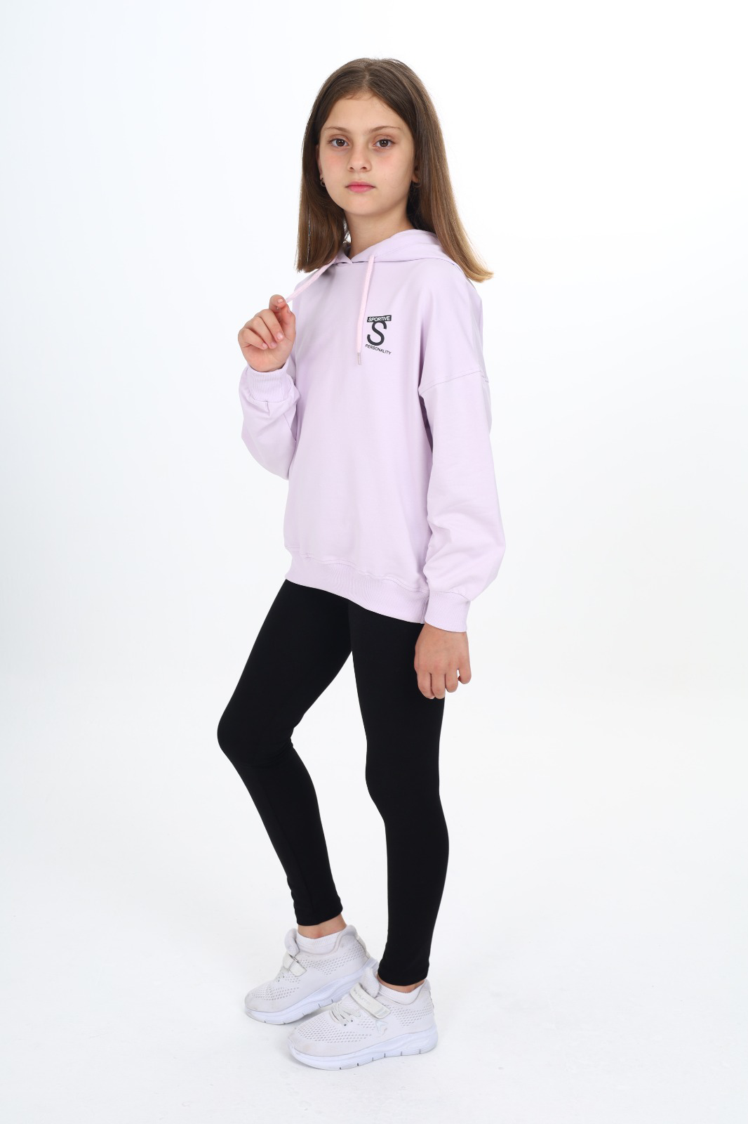 Toontoy Kız Çocuk Kapüşonlu Sportıve S Baskılı Taytlı Takım