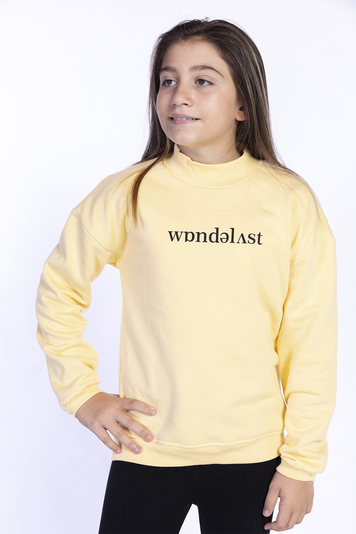 Toontoy Kız Çocuk Balıkçı Yaka Sweatshirt