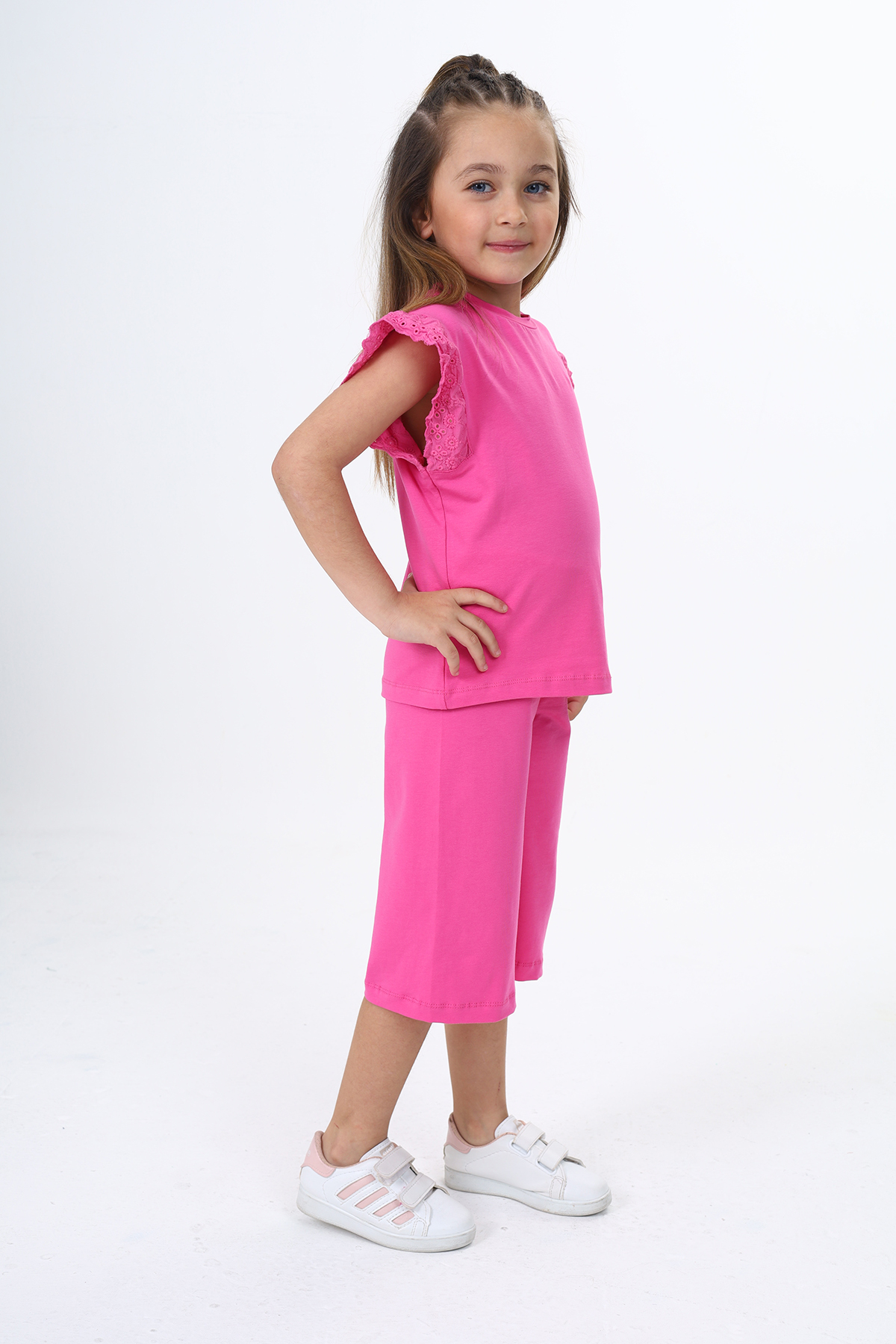 Toontoy Kız Çocuk Kol Güpür Detaylı Kaprili Takım