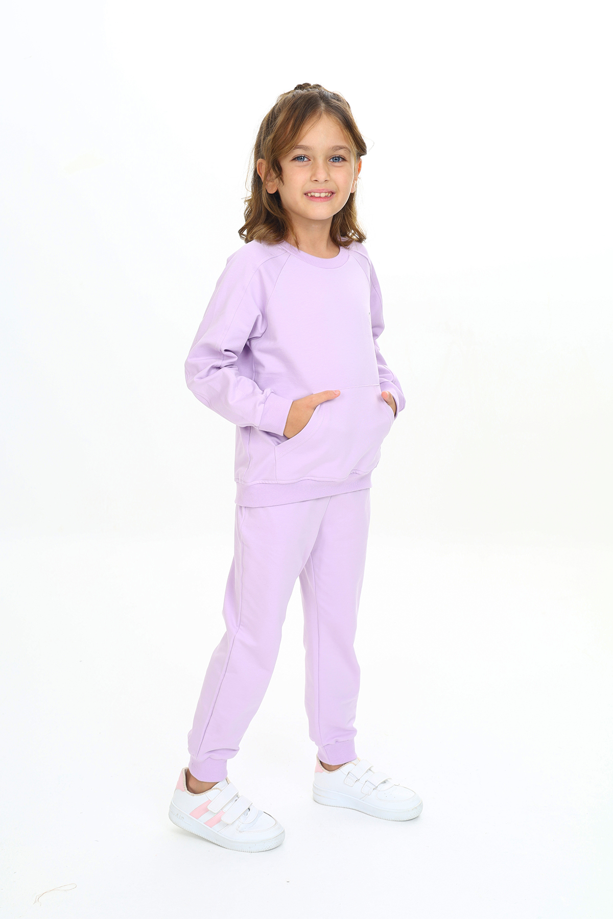 Toontoy Kız Çocuk Reglan Kol Kanguru Cepli Nakışlı Eşofman Takım