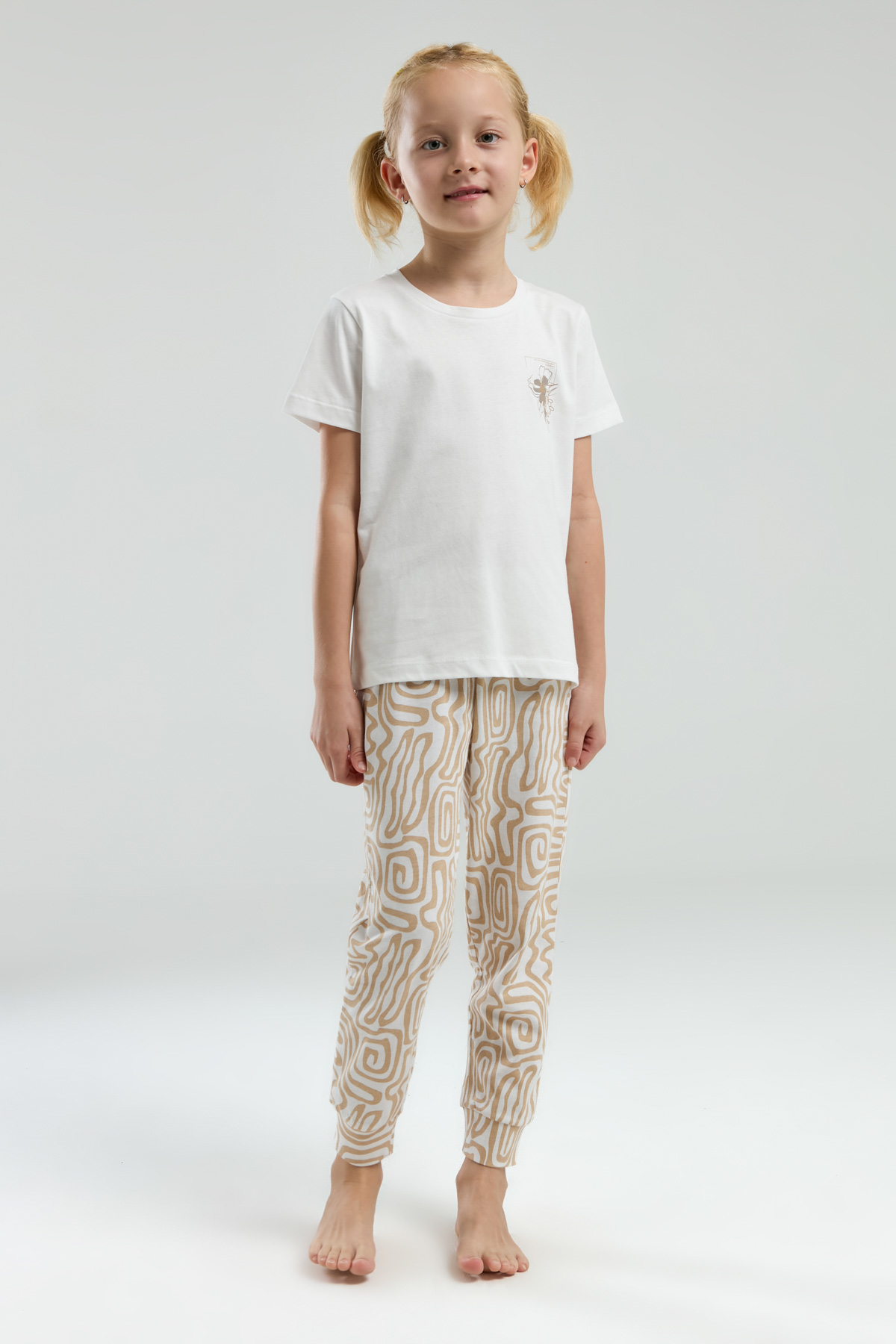 Toontoy Kız Çocuk Göğsü Baskılı Pijama Takım