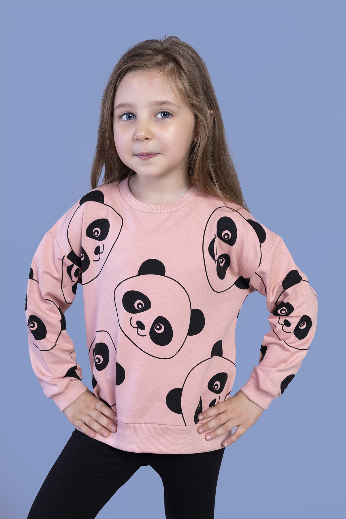 Toontoy Kız Çocuk Panda Baskılı Sweatshirt