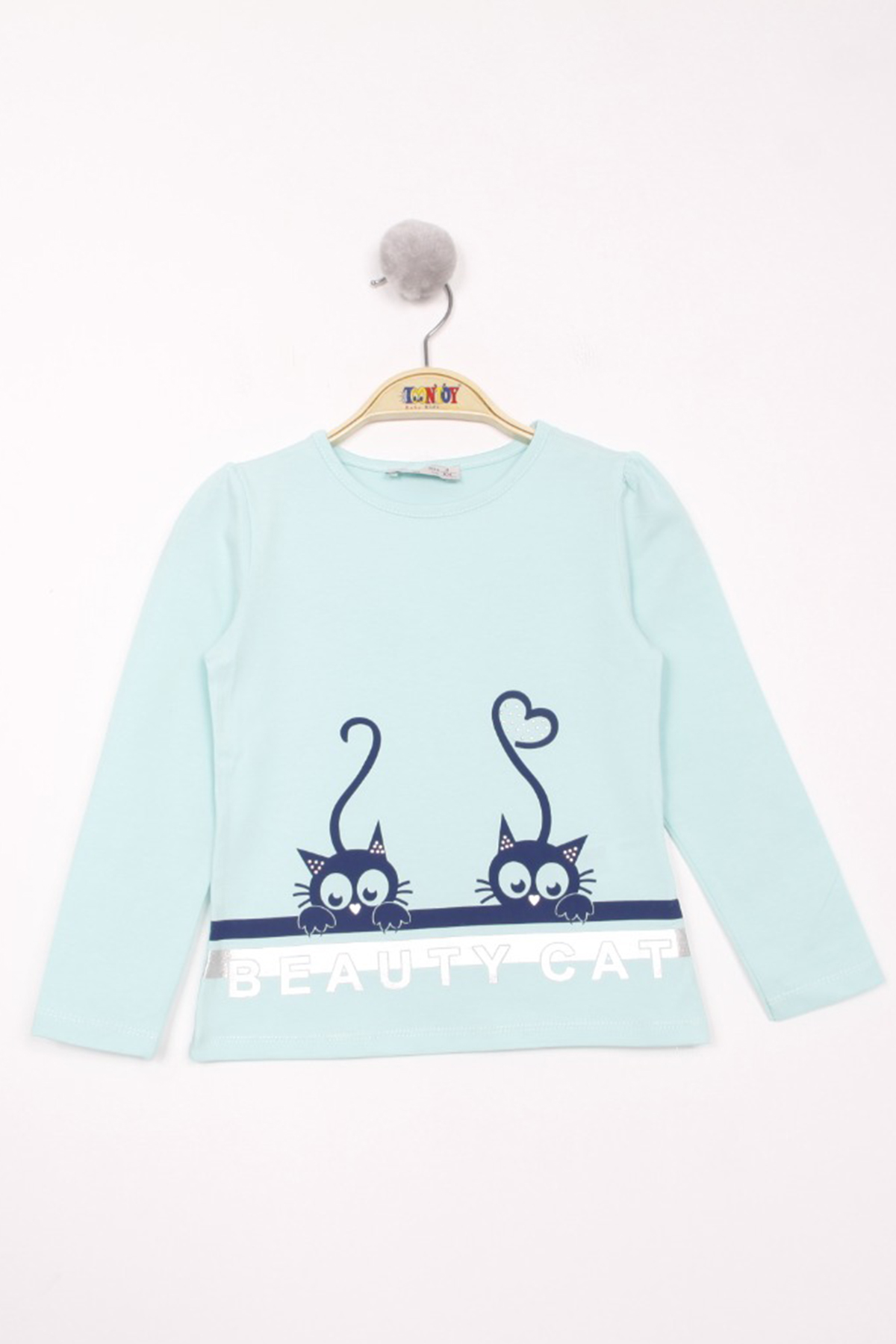 Toontoy Kız Çocuk Kedi Baskılı T-Shirt
