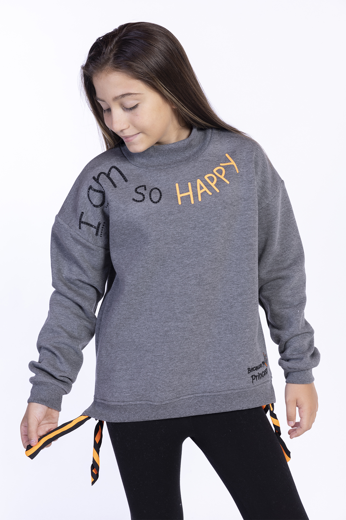 Toontoy Kız Çocuk Balıkçı Yaka İçi Pamuklu Sweatshirt