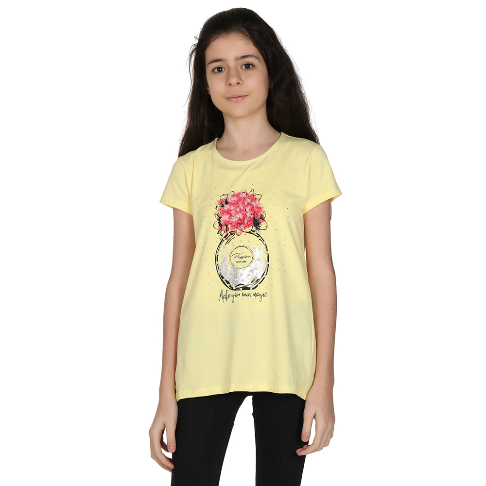 Toontoy Kız Çocuk Parfüm Nakışlı T-Shirt
