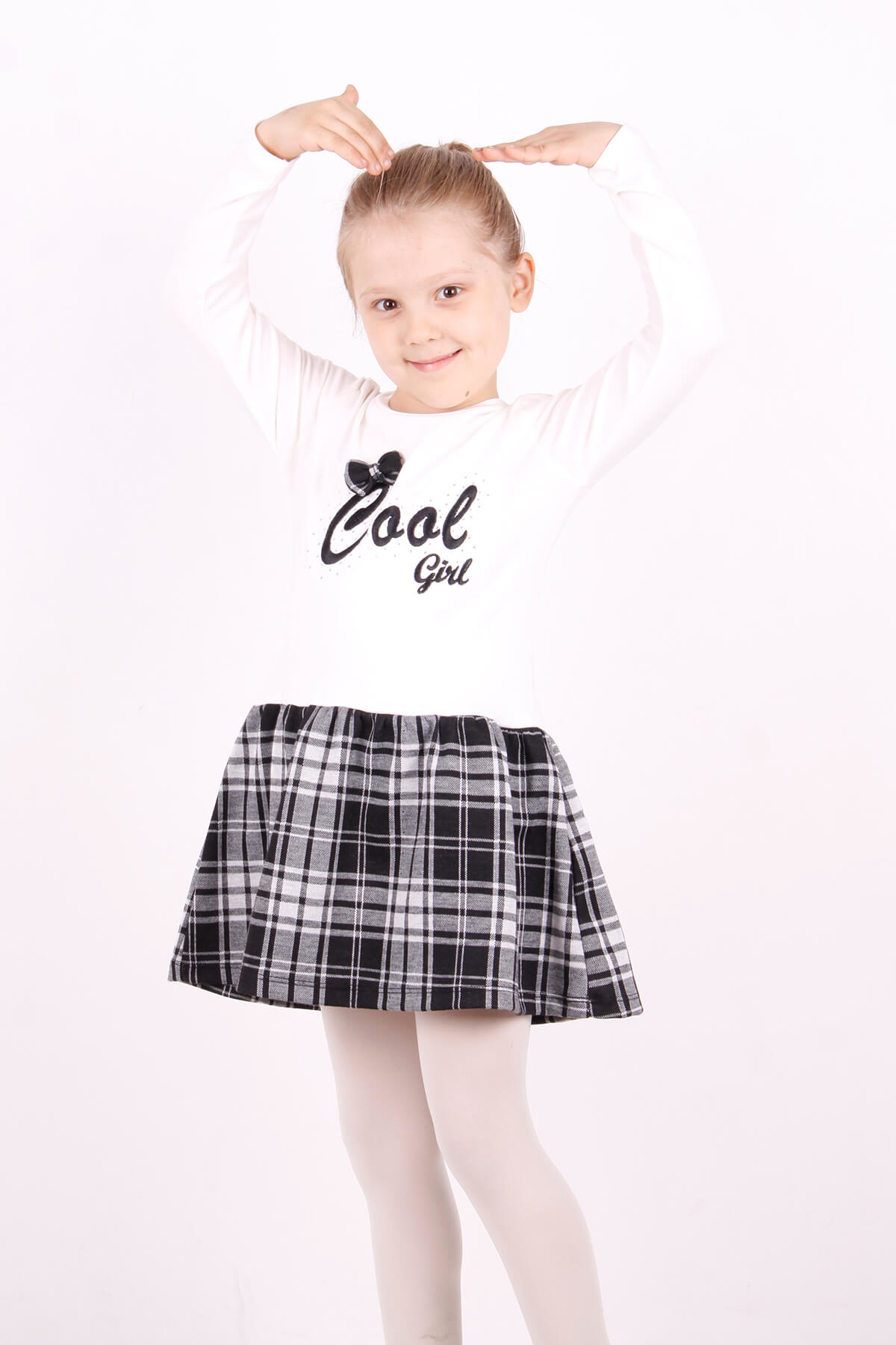 Toontoy Kız Çocuk Cool Yazı Nakışlı Elbise