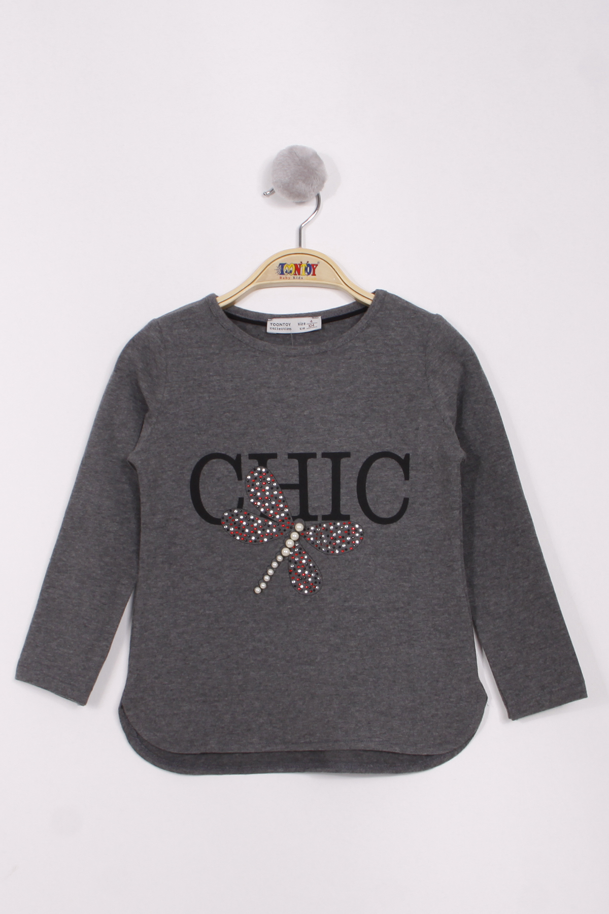 Toontoy Kız Çocuk Yusufçuk Baskılı İnci Detaylı T-Shirt