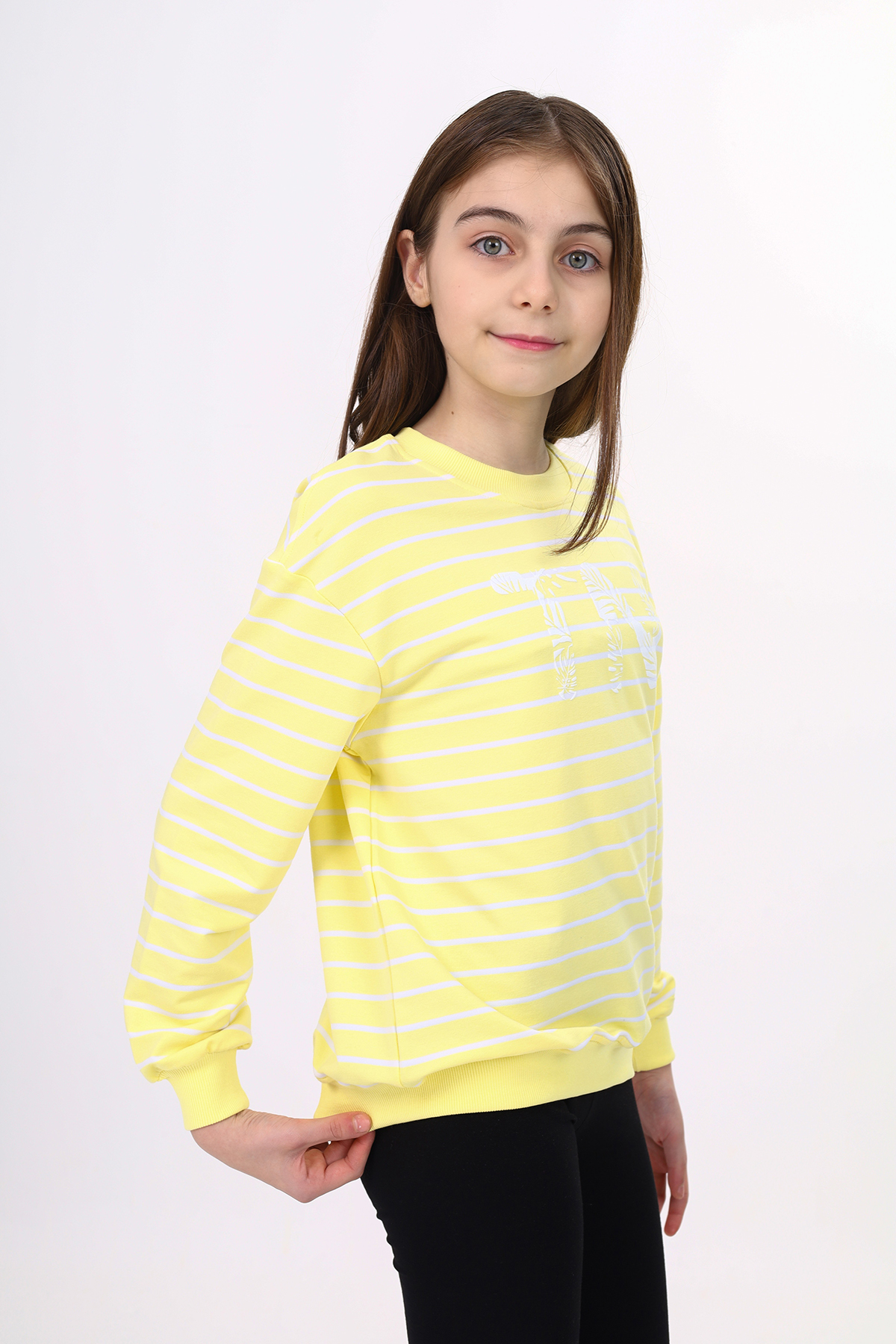 Toontoy Kız Çocuk Çizgili Sweatshirt