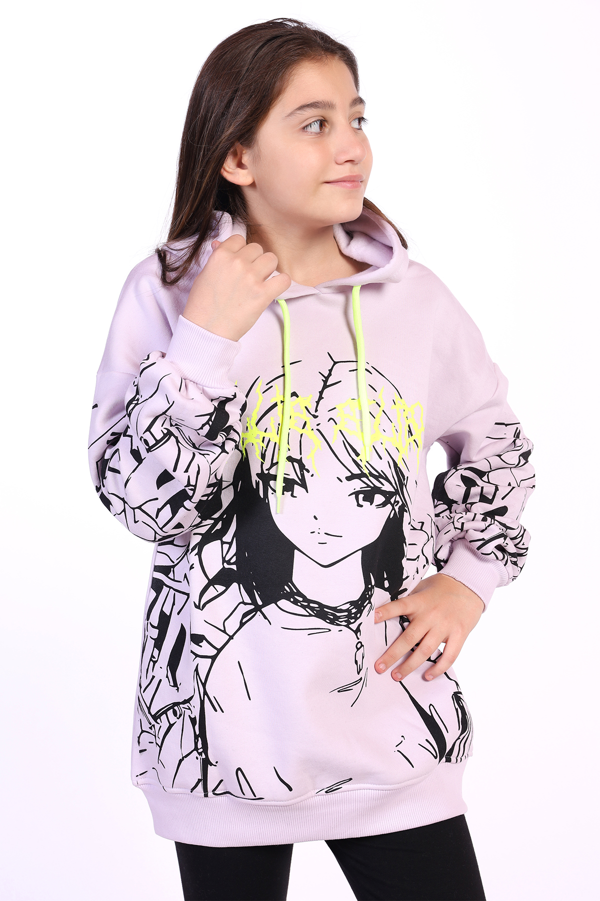 Toontoy Kız Çocuk Kapüşonlu Baskılı Sweatshirt