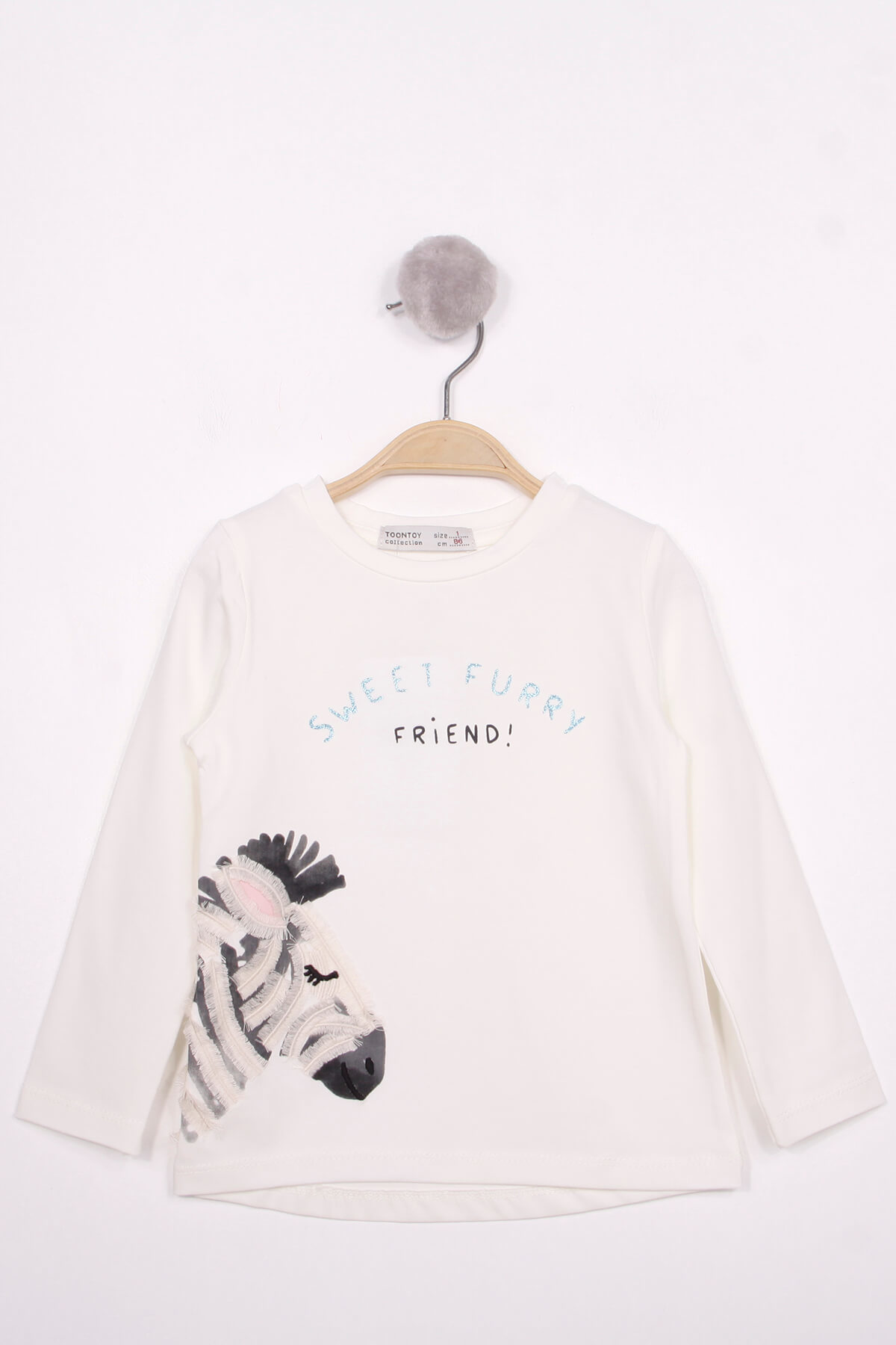 Toontoy Kız Çocuk Zebra Baskılı Nakışlı T-Shirt