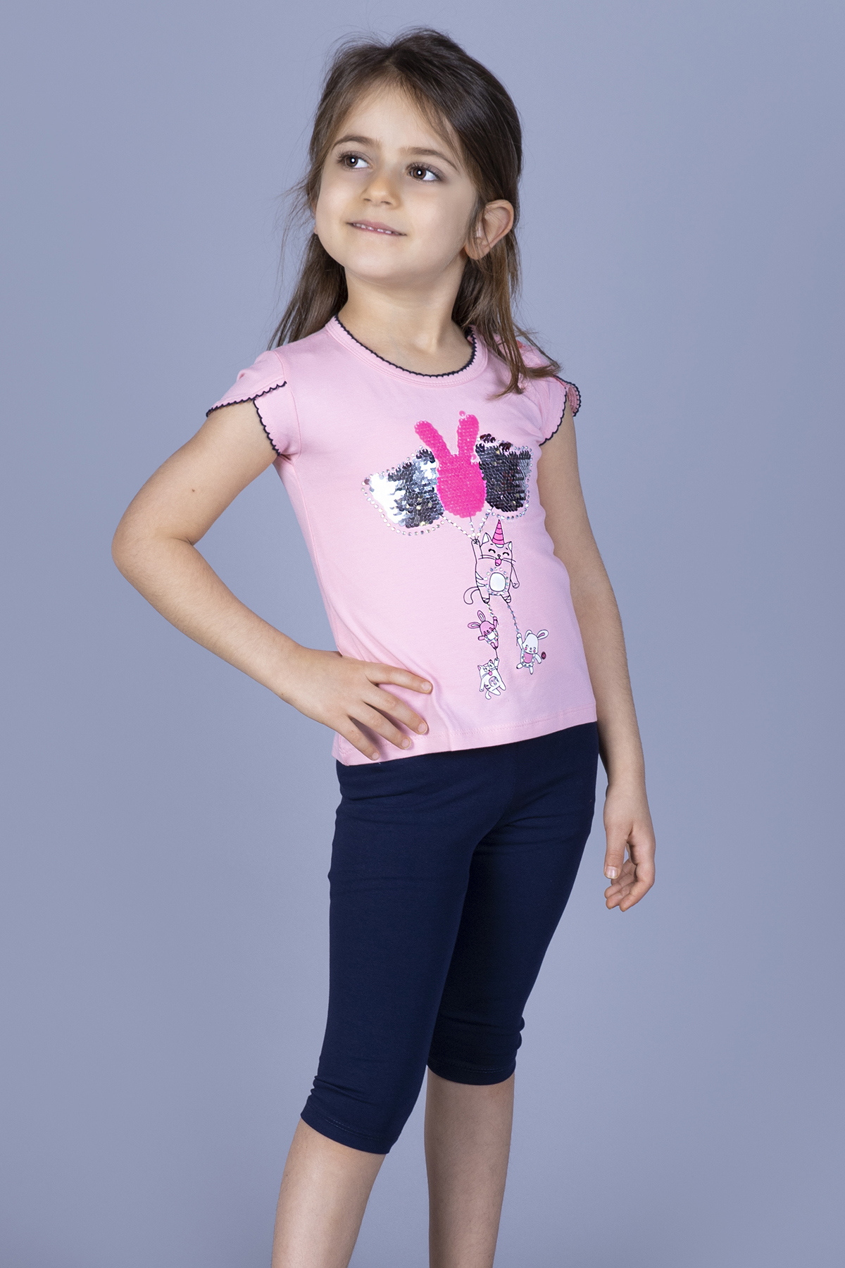 Toontoy Kız Çocuk Çevirmeli Pullu Takım
