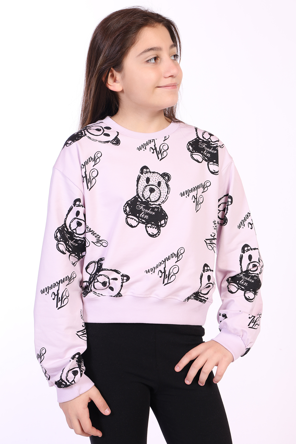Toontoy Kız Çocuk Ayıcık Baskılı Sweatshirt