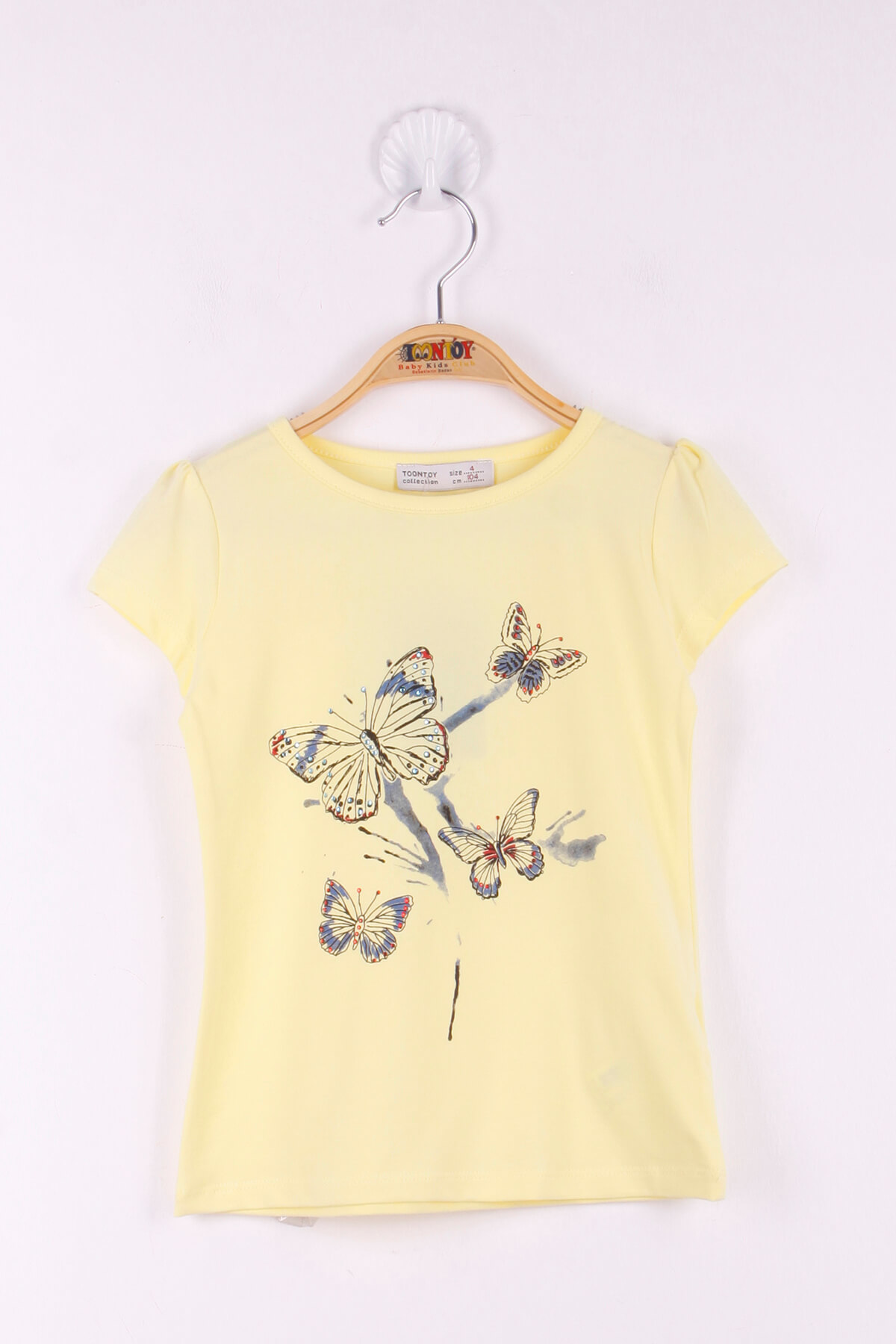 Toontoy Kız Çocuk  Kelebek Taş Baskılı T-Shirt