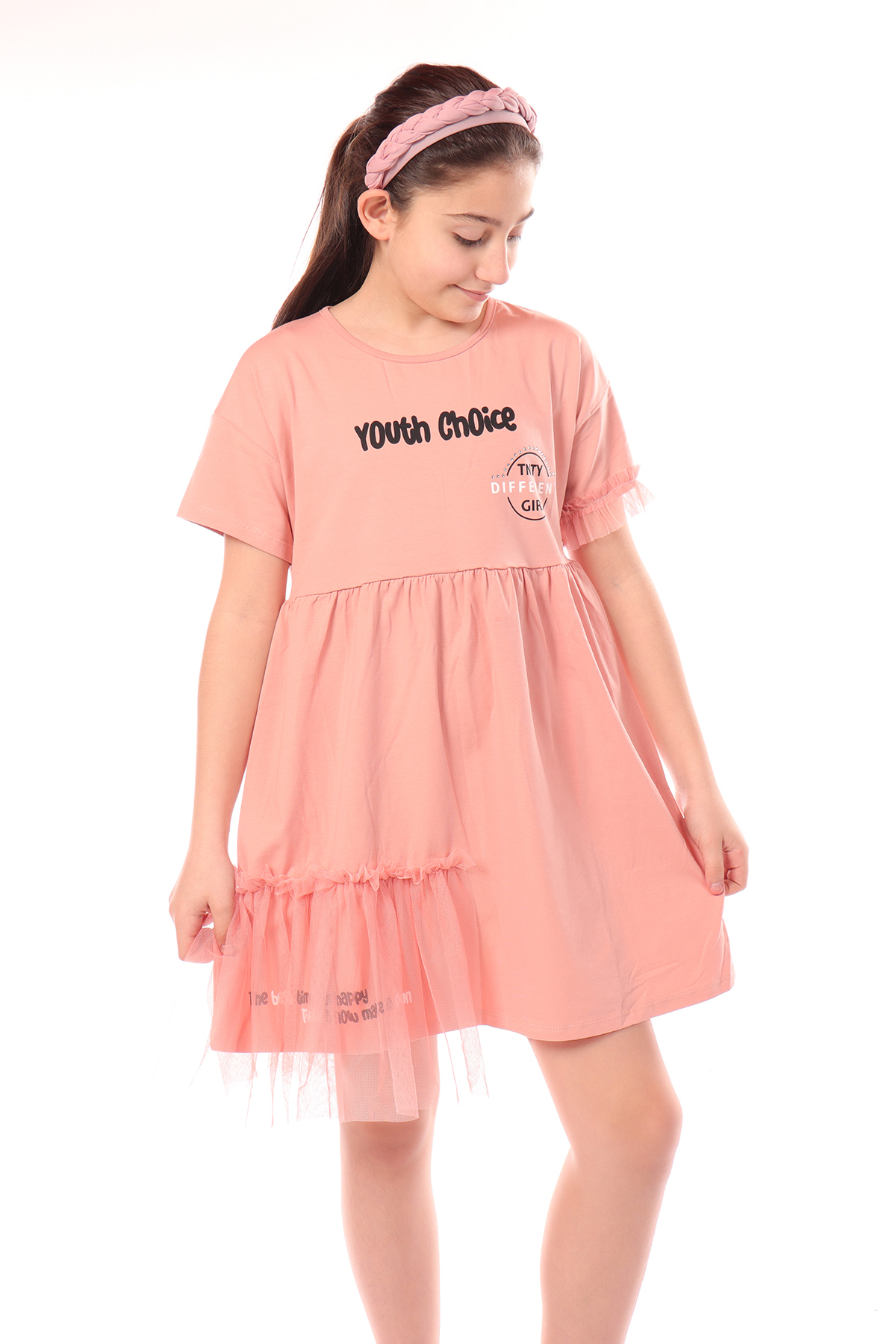 Toontoy Kız Çocuk Youth Choice Baskılı Tüllü Elbise