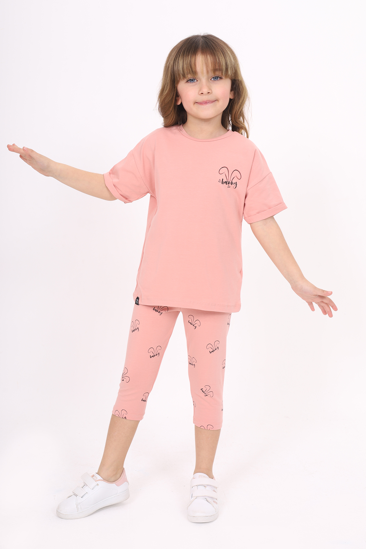 Toontoy Kız Çocuk Bunny Baskılı Kaprili Takım