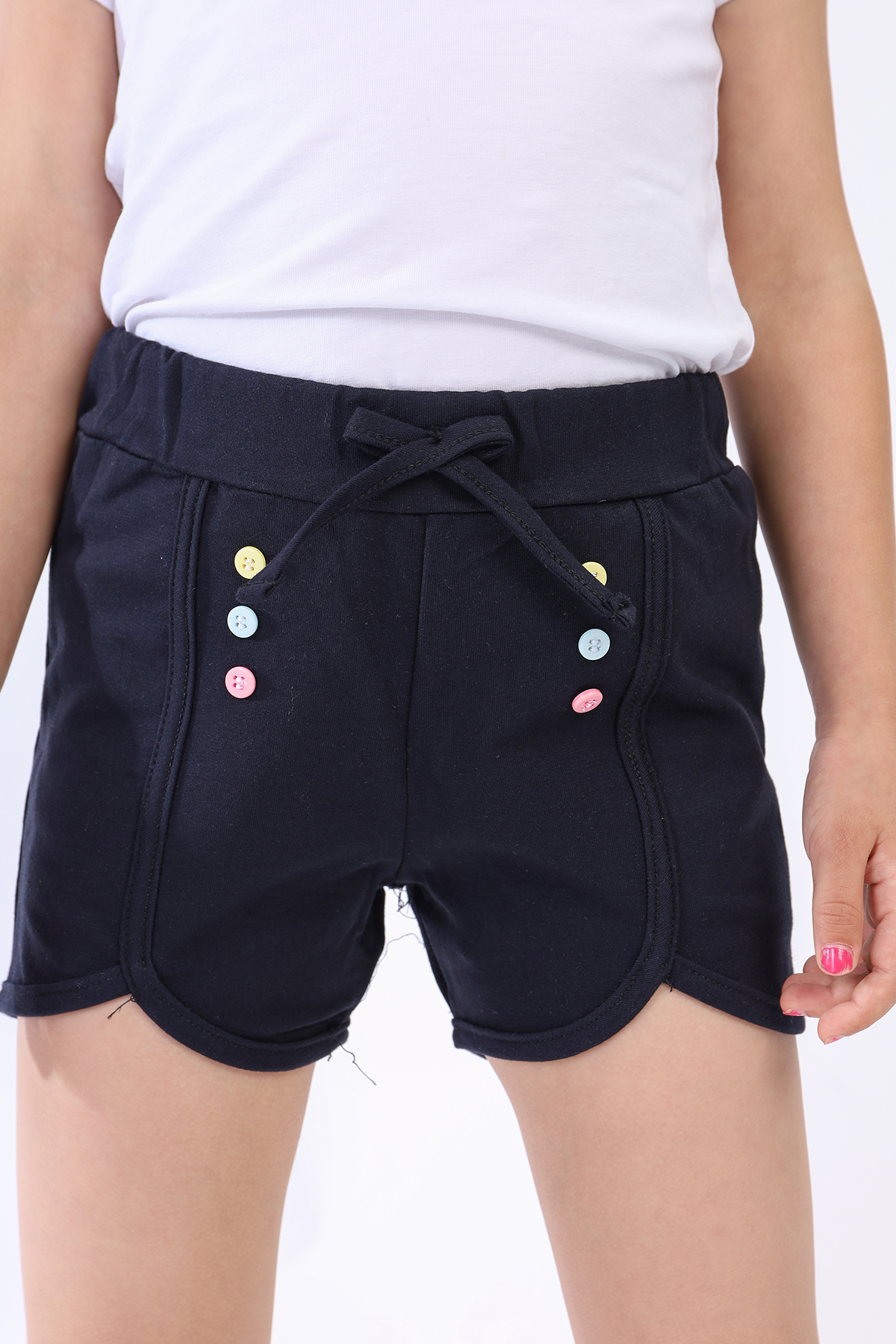 Toontoy  Kız Çocuk Renkli Düğmeli Şort