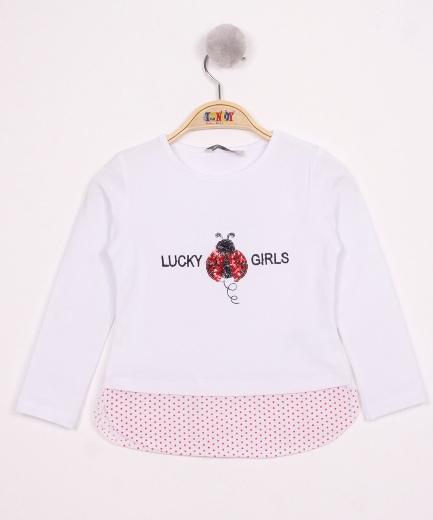Toontoy Kız Çocuk Uğur Böceği Nakışlı T-Shirt