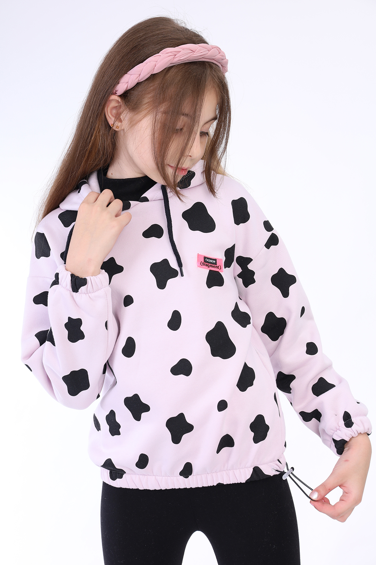 Toontoy Kız Çocuk Komple İnek Baskılı Sweatshirt