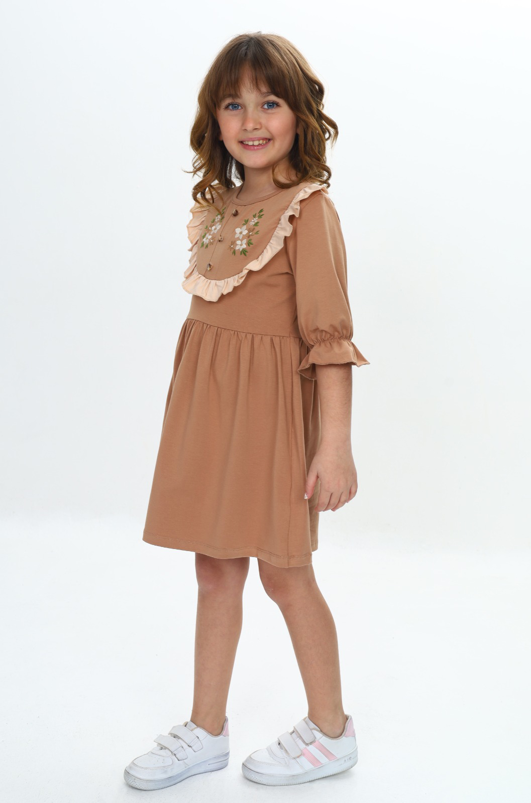 Toontoy Kız Çocuk Nakış Desenli Elbise