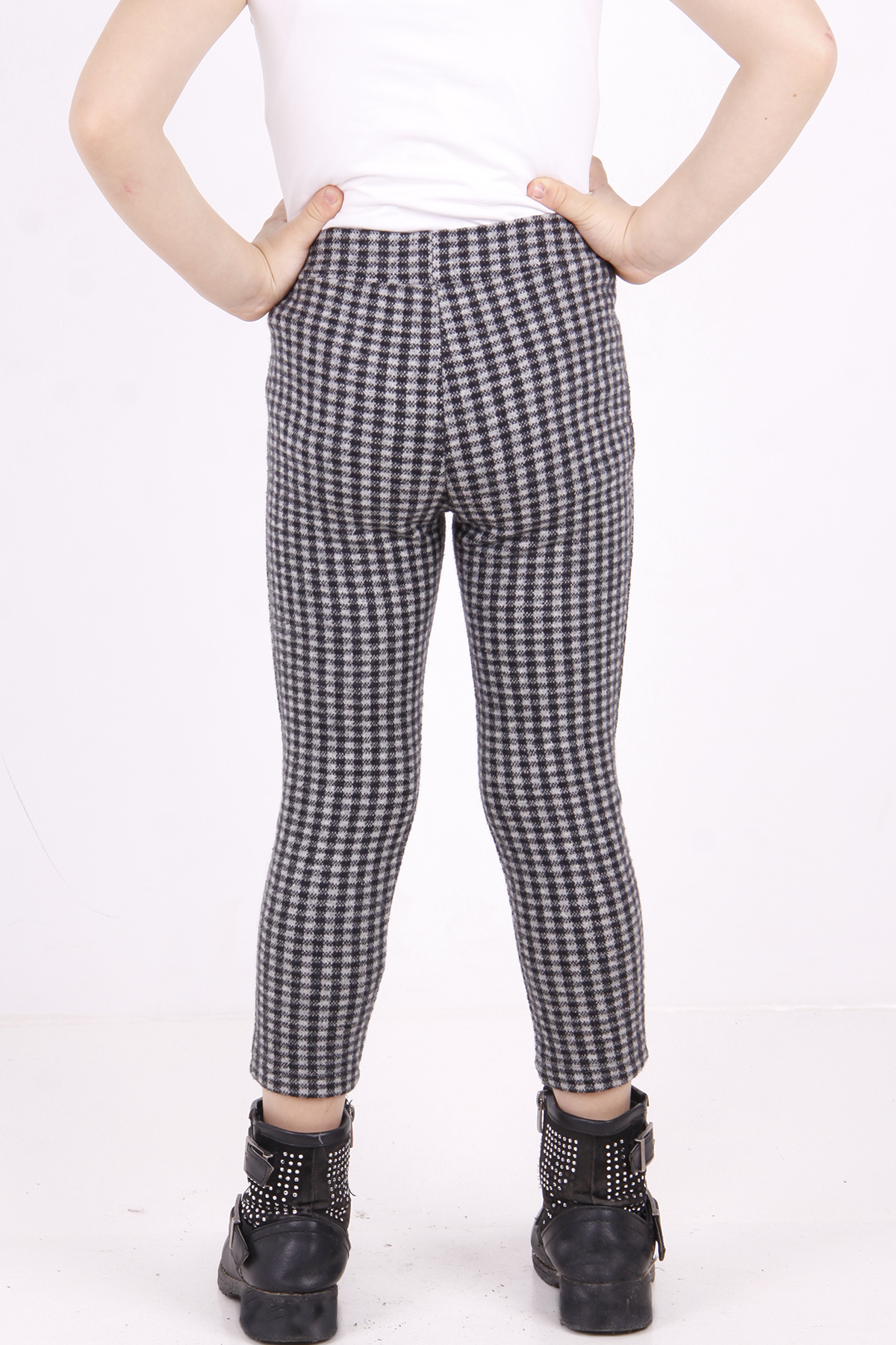 Toontoy Kız Çocuk Kare Desenli Beli Lastikli Eşofman Alt