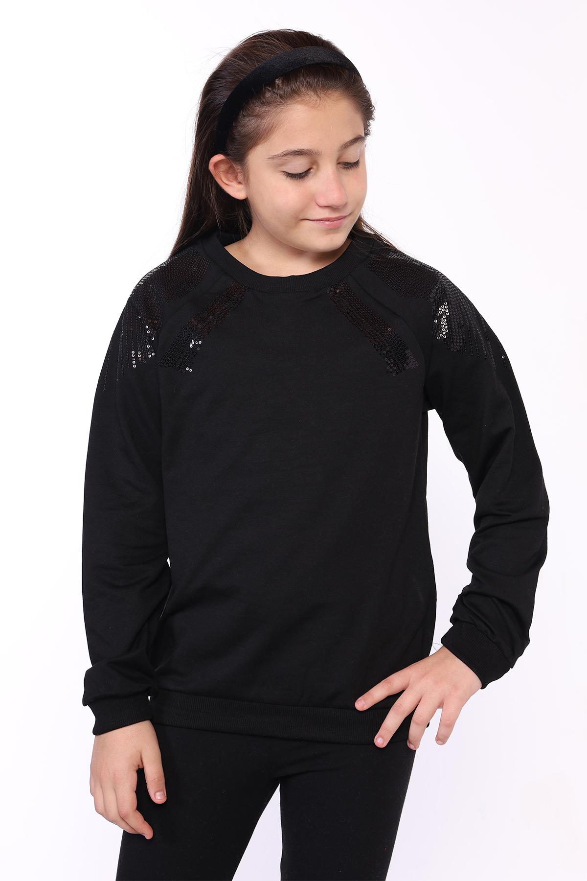 Toontoy Kız Çocuk Pullu Nakışlı Sweatshirt