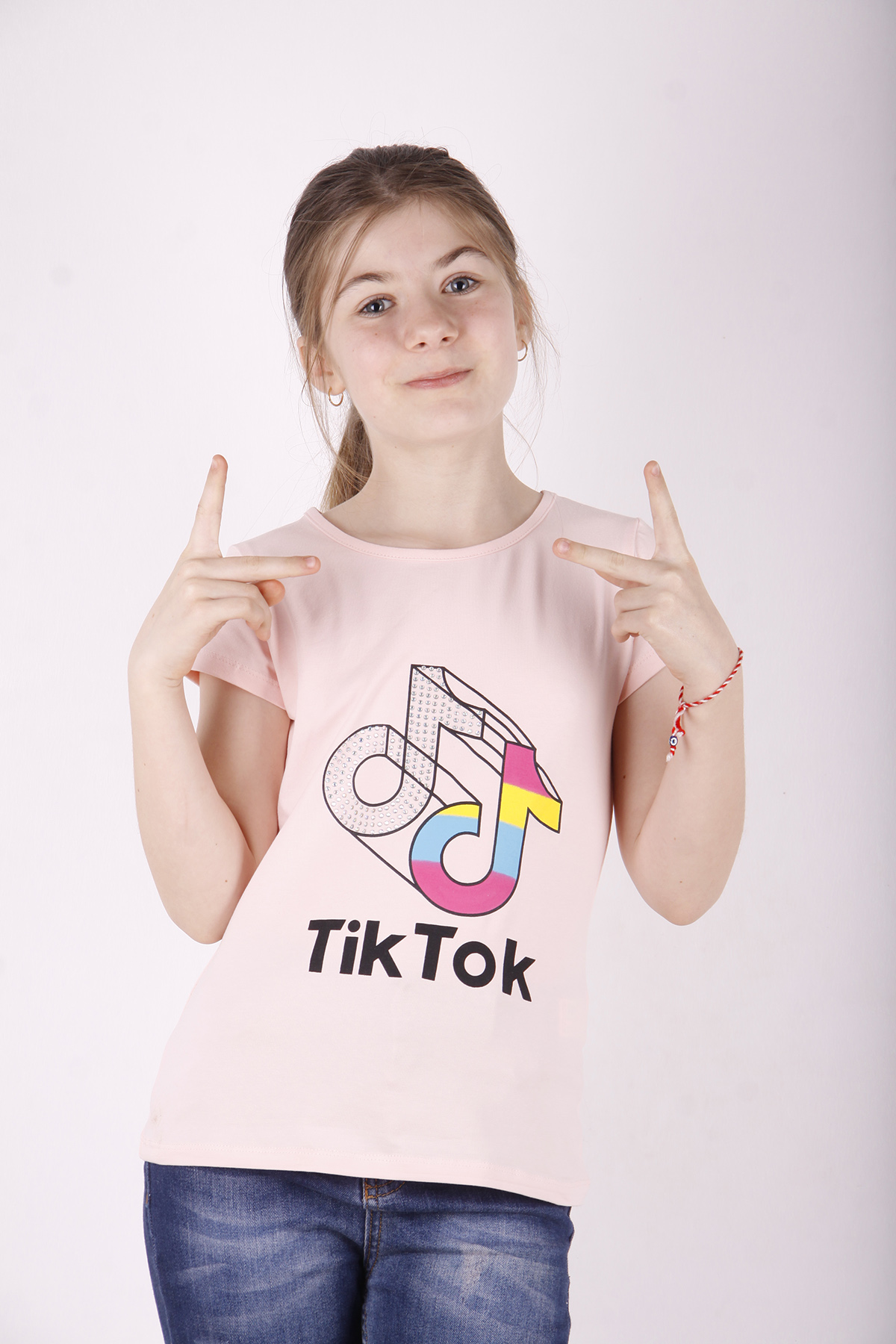 Toontoy Kız Çocuk TikTok Baskılı Tişört
