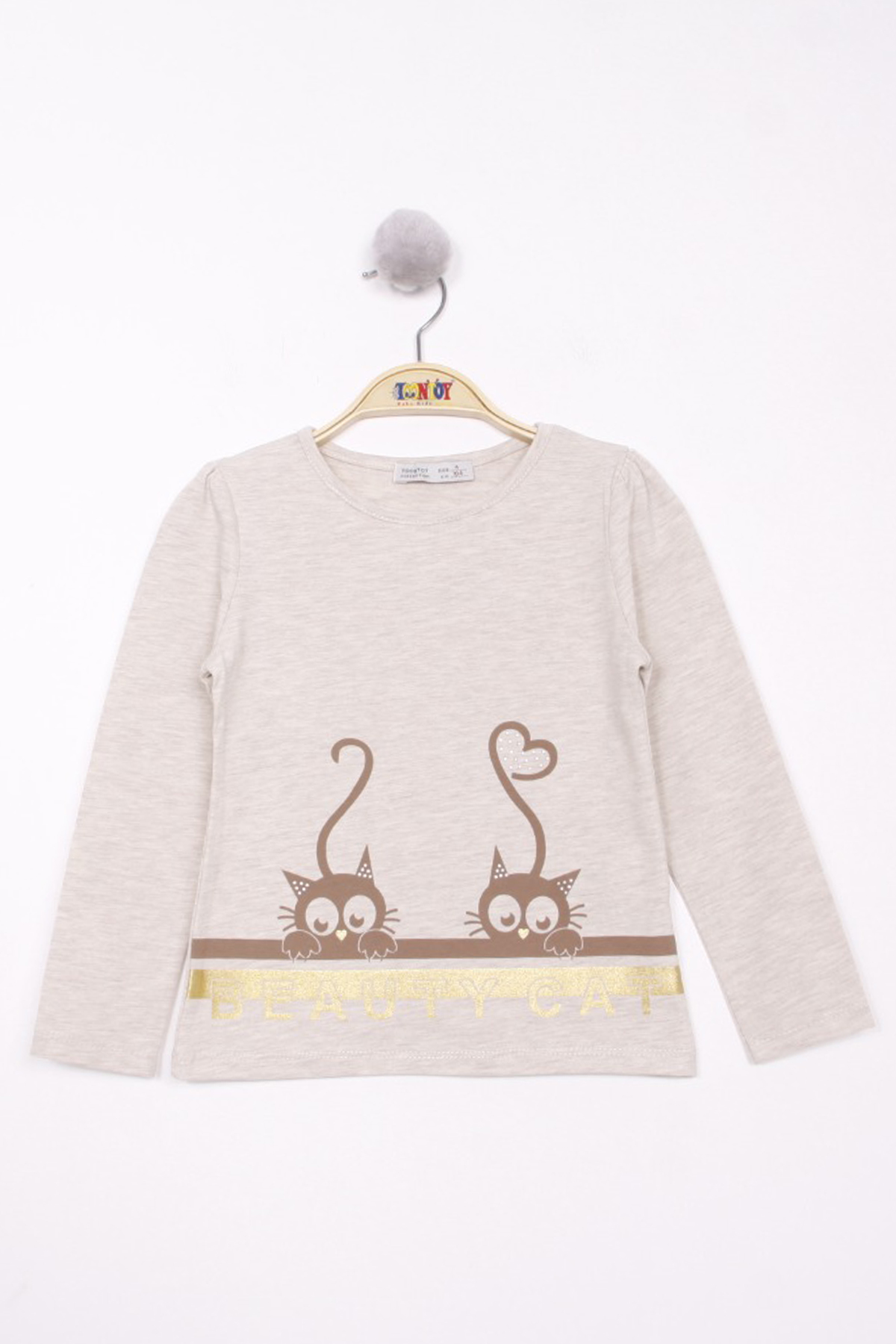 Toontoy Kız Çocuk Kedi Baskılı T-Shirt