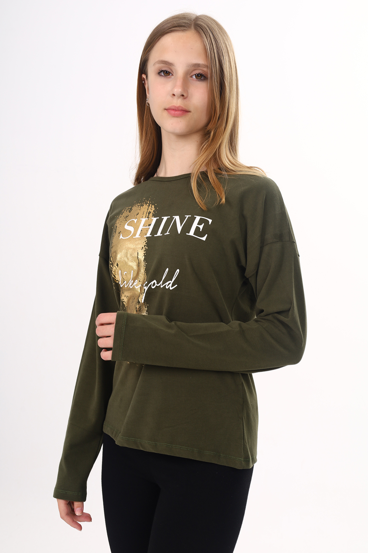 Toontoy Kız Çocuk Sweatshirt Shine Varak Baskılı