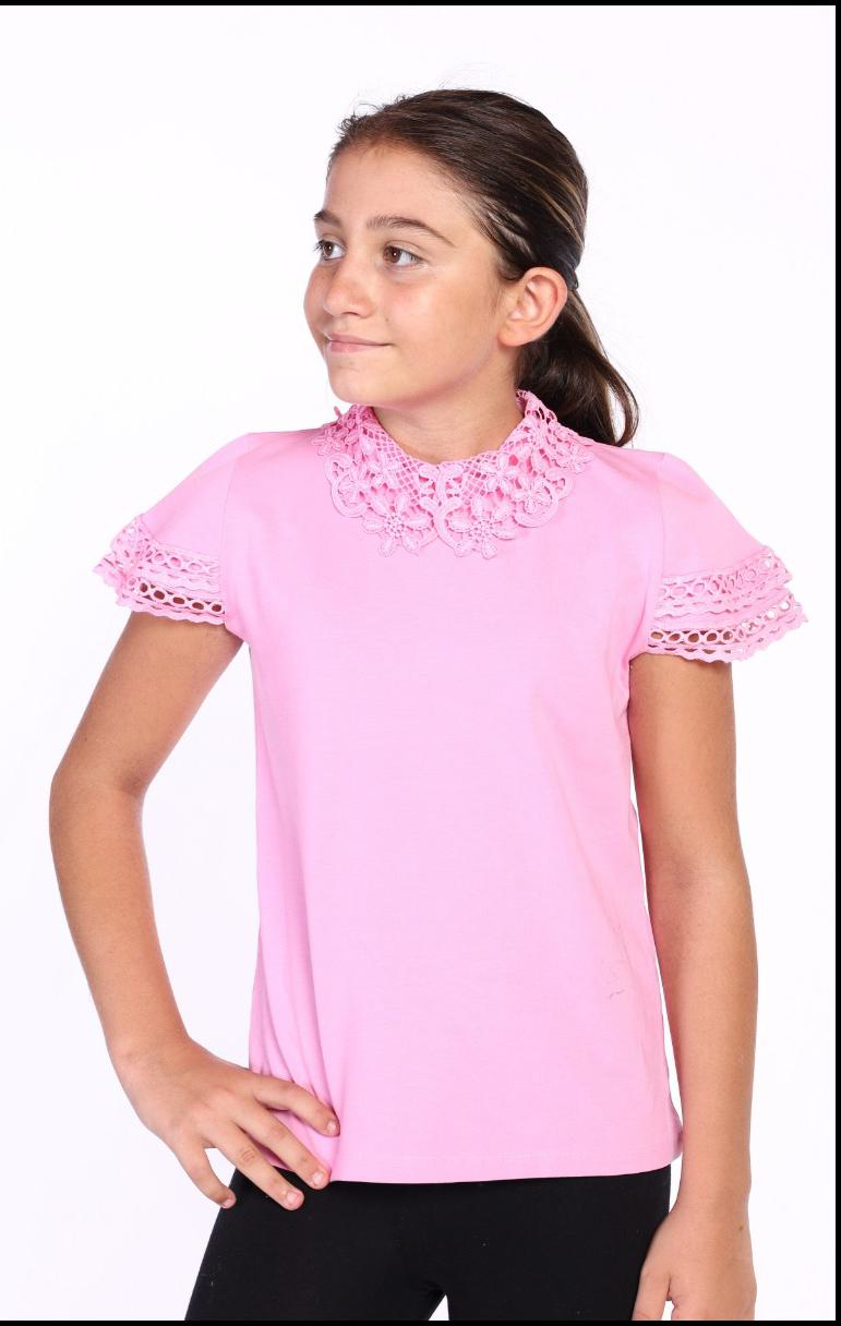 Toontoy Kız Çocuk Önü Dantelli Okul Tişört 11315