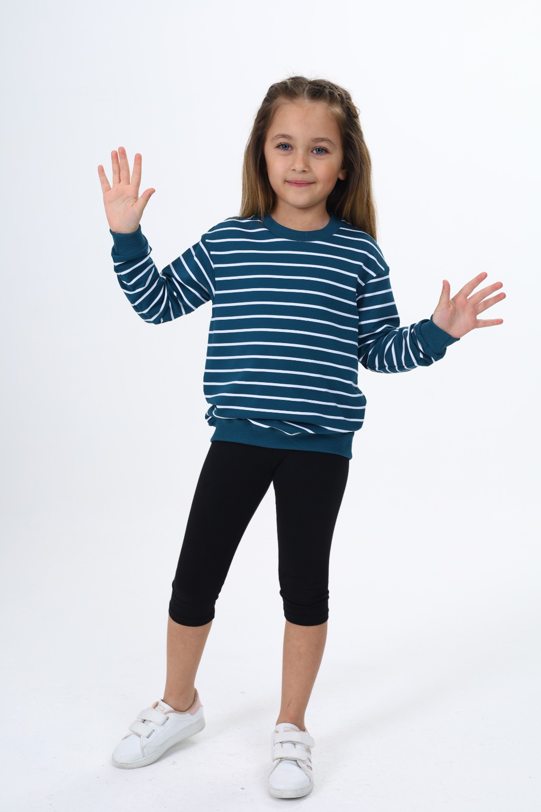 Toontoy Kız Çocuk Çizgili Sweatshirt
